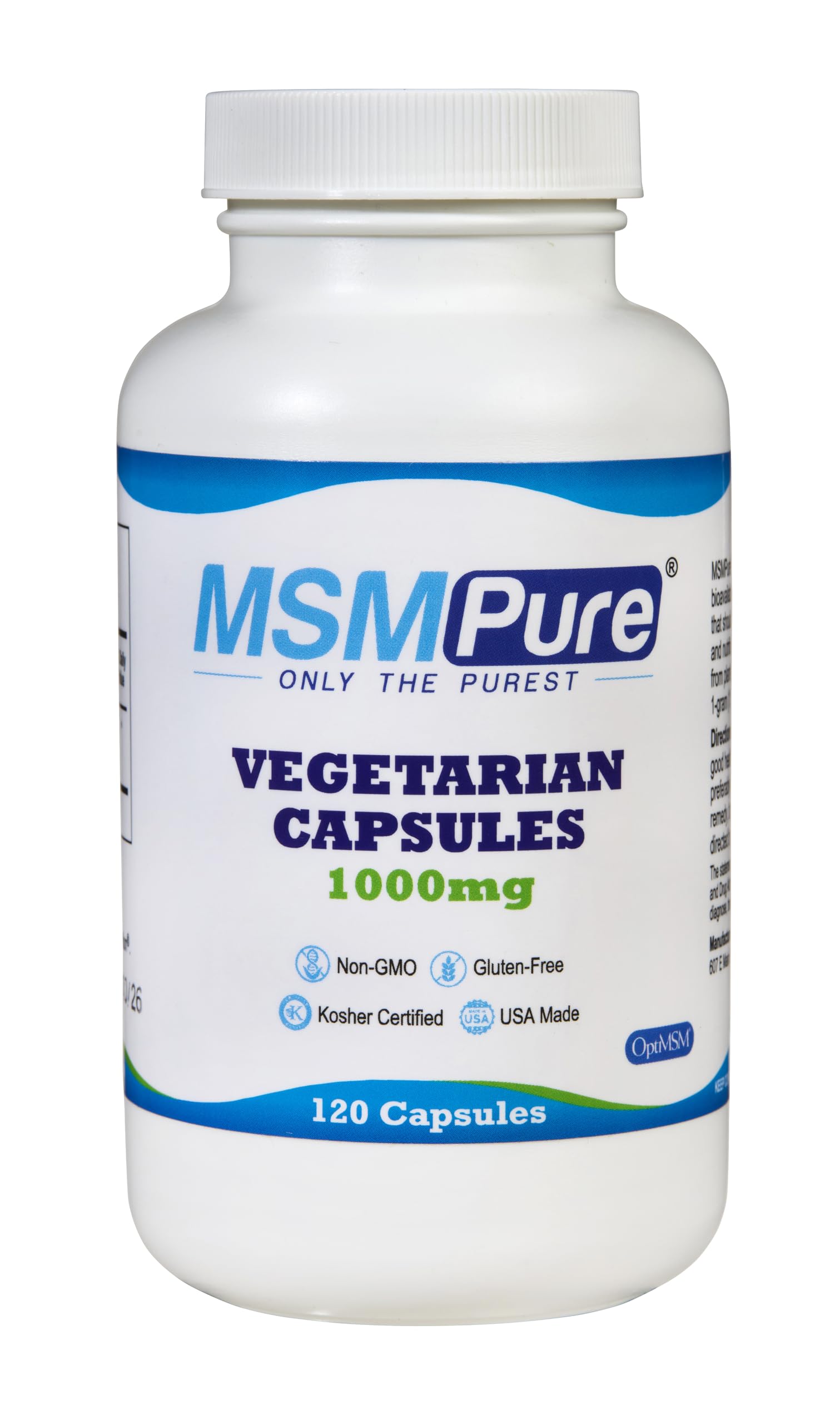 KALA HEALTH MSMPure MSM Vegetarian Capsules – 1,000 mg US-Sourced MSM per Capsule, Joint Health Support, 120 Count