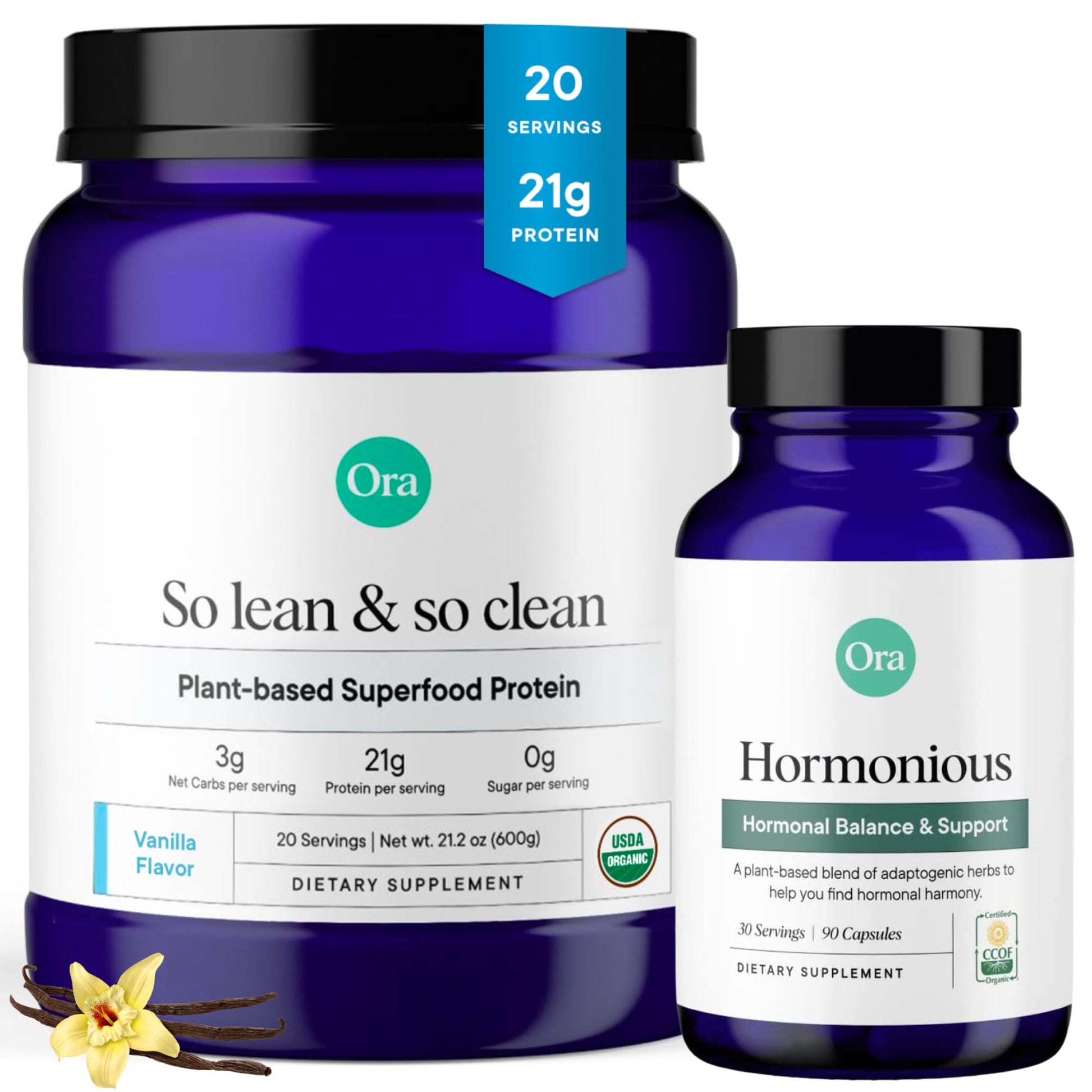 Ora Organic Hormone Balance & Protein Power Bundle Powder, 2-Pack
