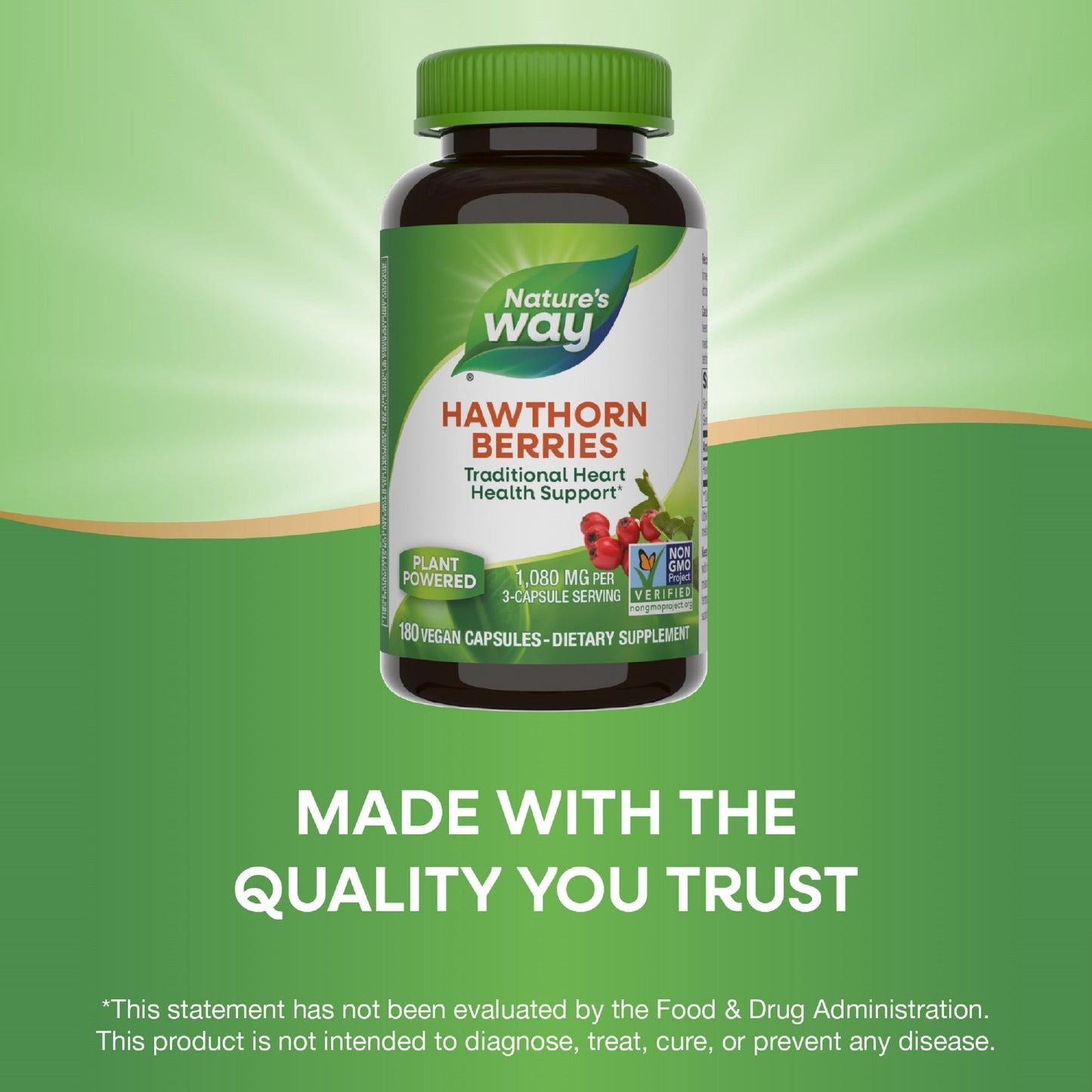 Nature's Way Herbal Hawthorn Berries, Traditional Heart Health Support, 360 Capsules