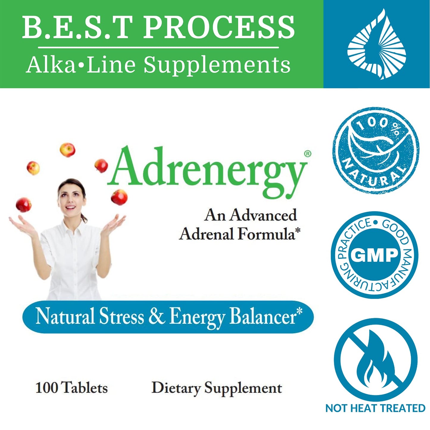 Morter HealthSystem Adrenergy Adrenal Support with Adrenal Gland Extract, Adaptogens, Vitamins & Minerals Tablets, 2 Count