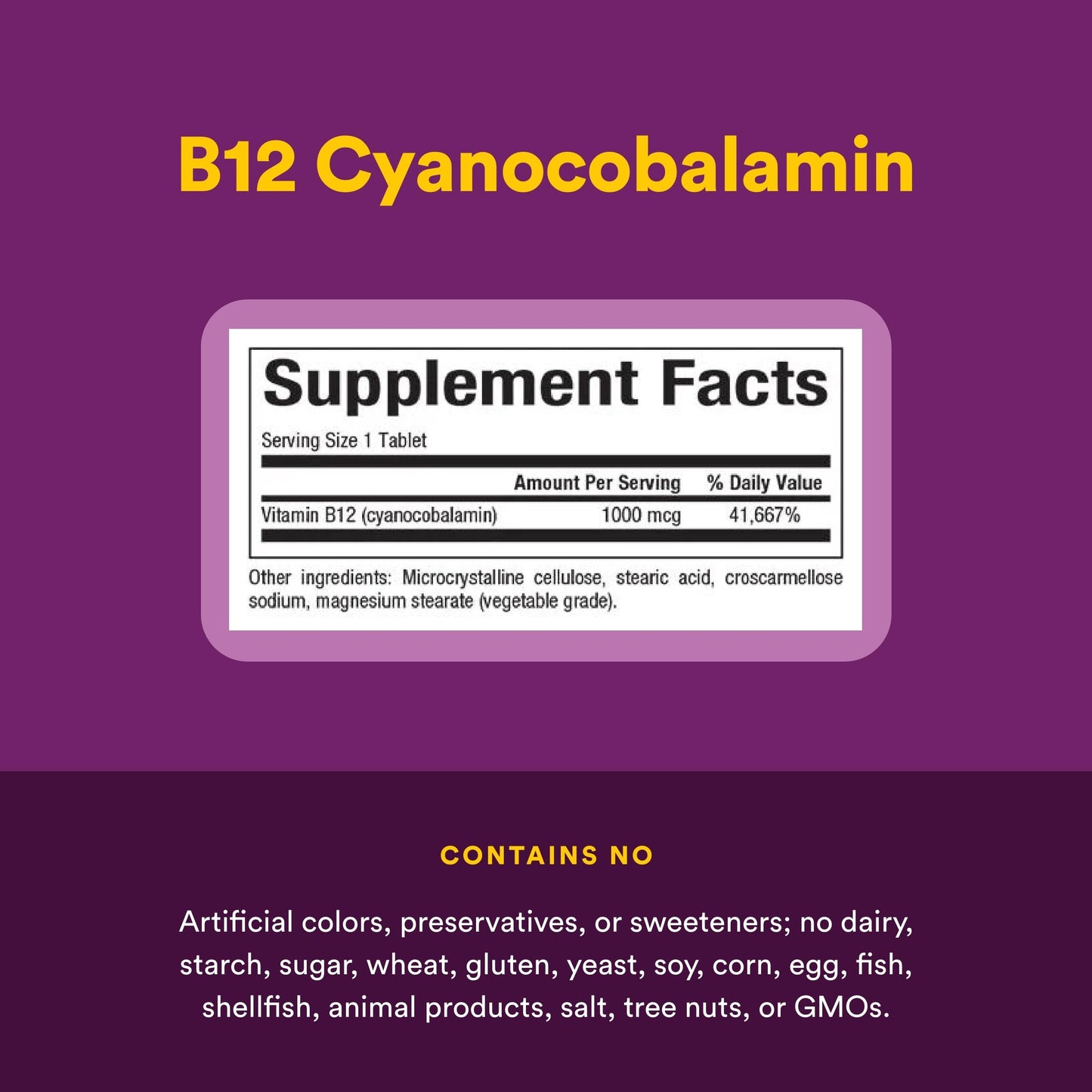 Natural Factors Vitamin B12 Cyanocobalamin 1000 mcg Tablets 60