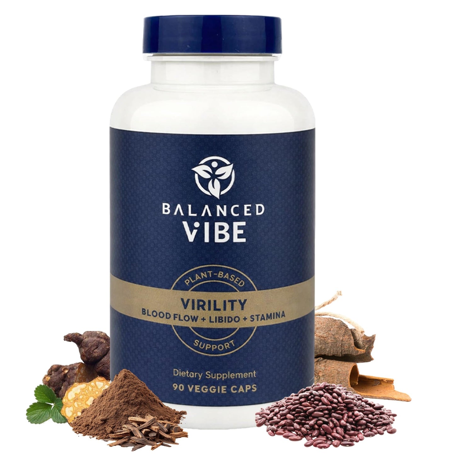 Balanced Vibe 7-in-1 Men's Virility Capsule with Horny Goat Weed, Maca & Tongkat Ali, Supports Energy & Stamina, 90 Capsules