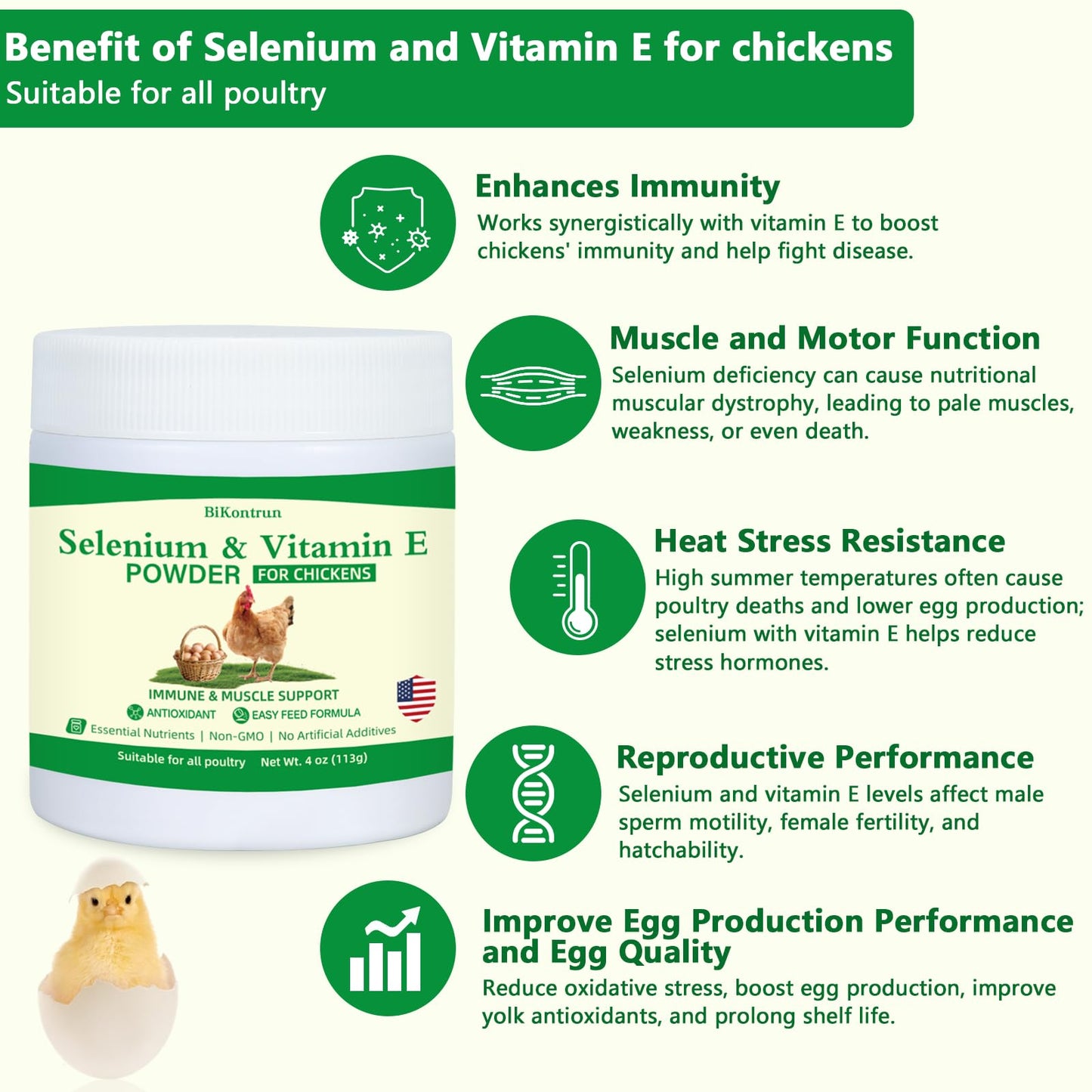 BiKontrun Selenium and Vitamin E for Chickens Powder 1