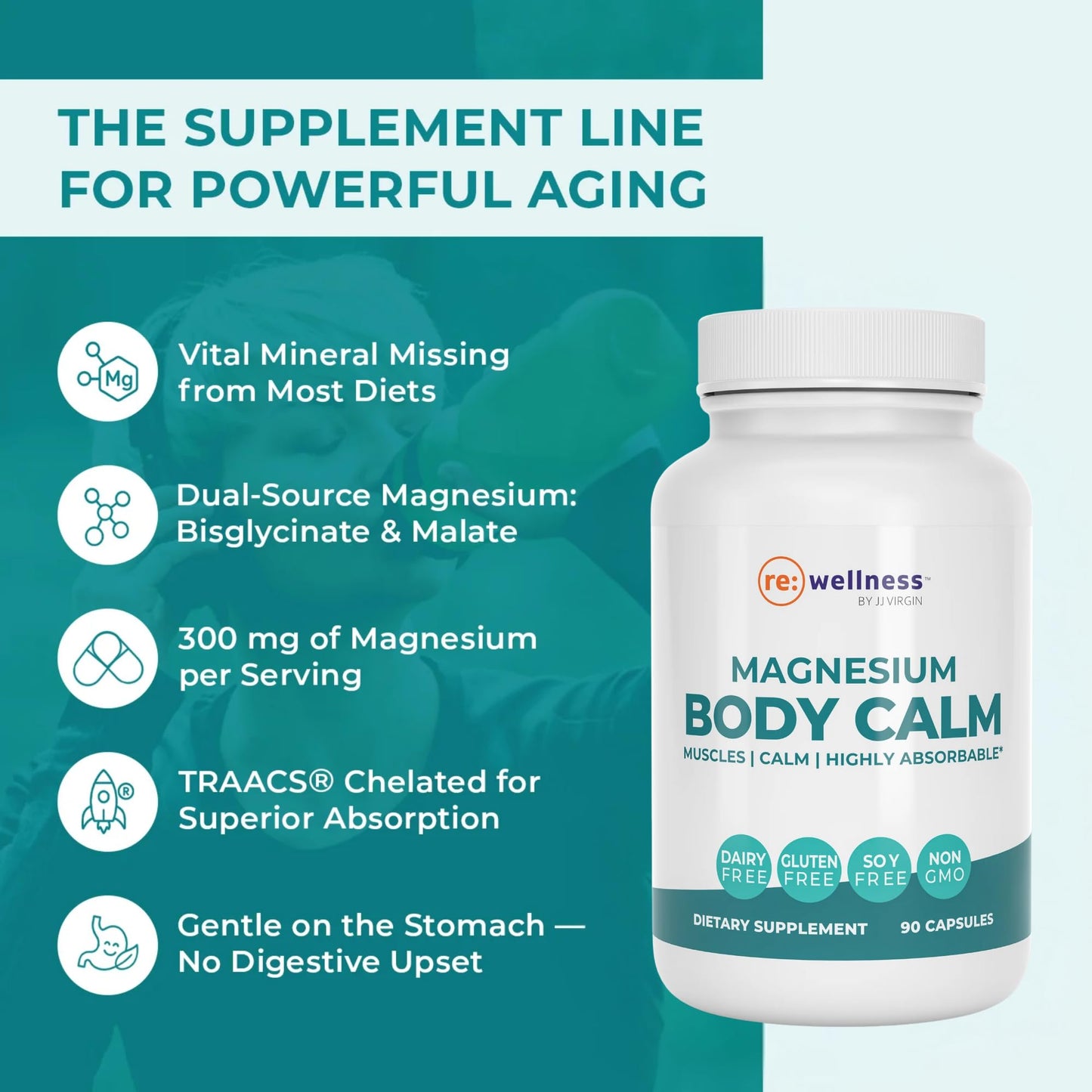 Reignite Wellness Magnesium Body Calm Chelated Magnesium Supplement for Energy Production, Sense of Calm & Immune Support Magnesium Bisglycinate Chelate Complex, 120 Capsules