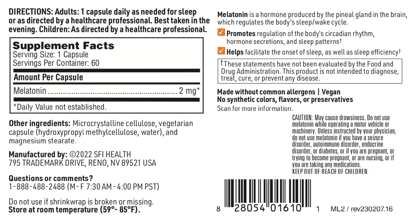 SFI Health Melatonin-SR Capsules 60 Count