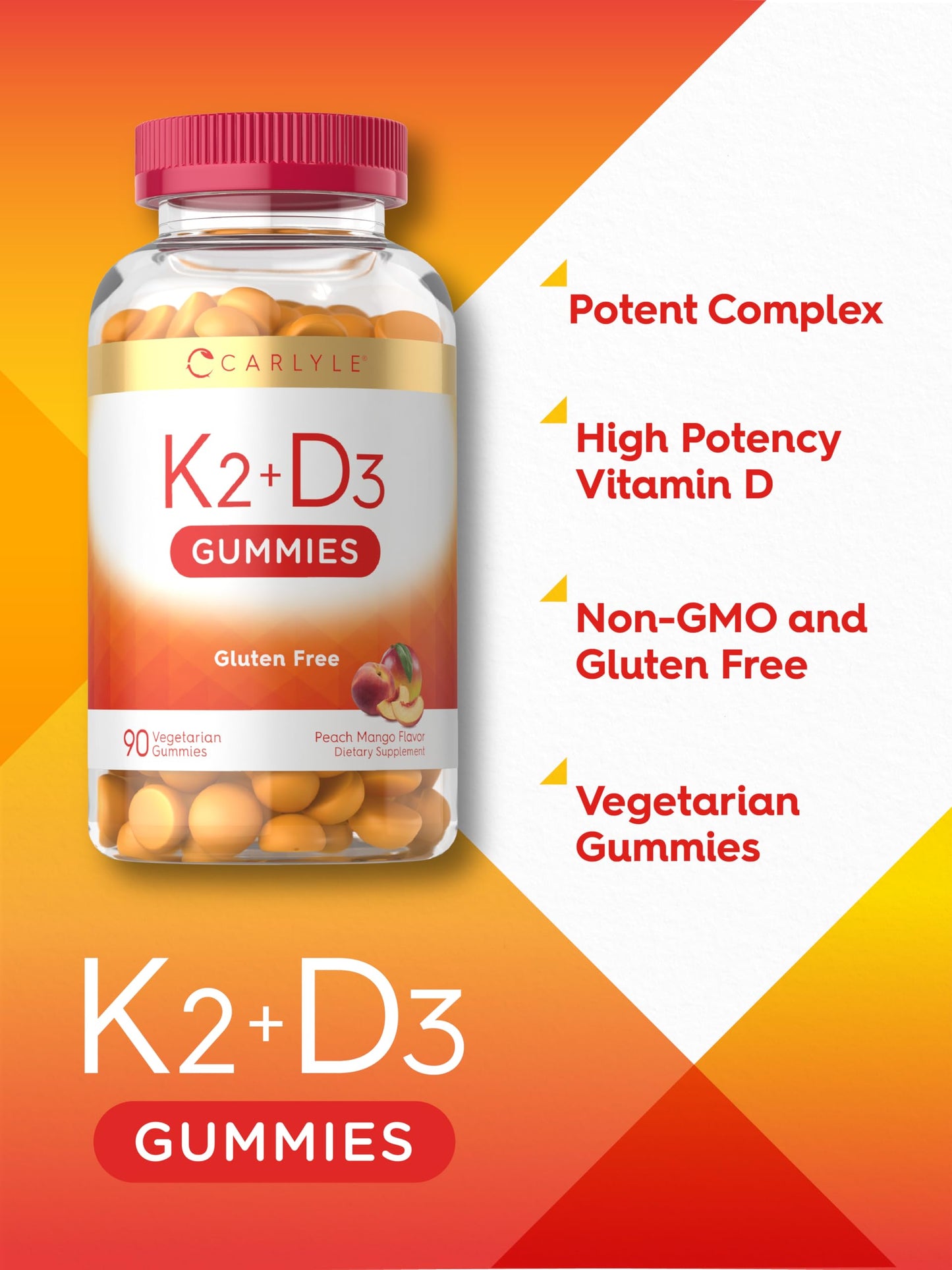Carlyle Vitamin D3 K2 Gummies 90 Count