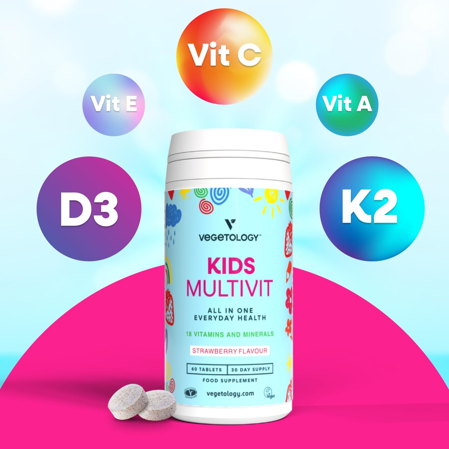 VEGETOLOGY Kids Multivitamin Supplement, 60 Tablets