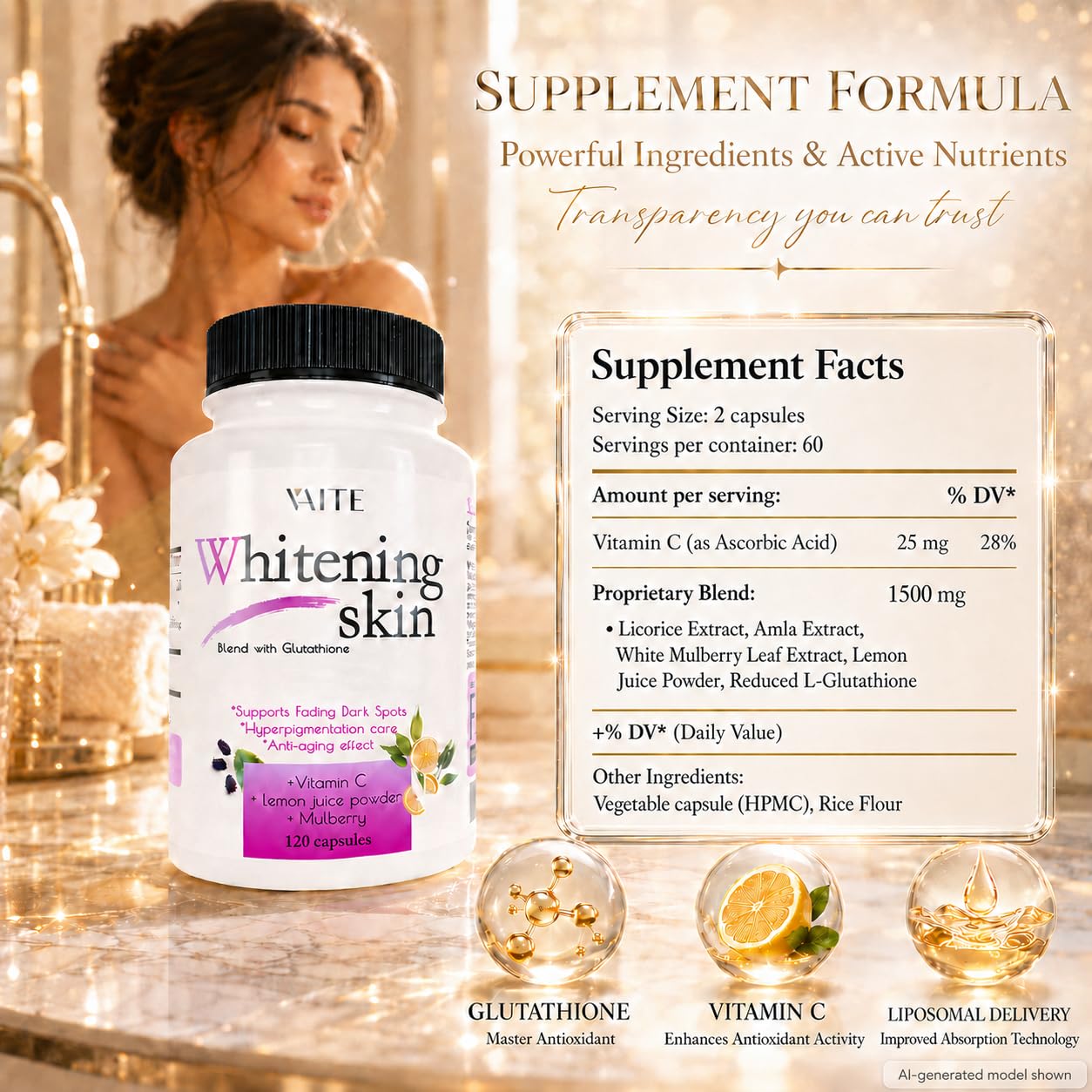 VAITE Glutathione Whitening Pills 120 Capsules