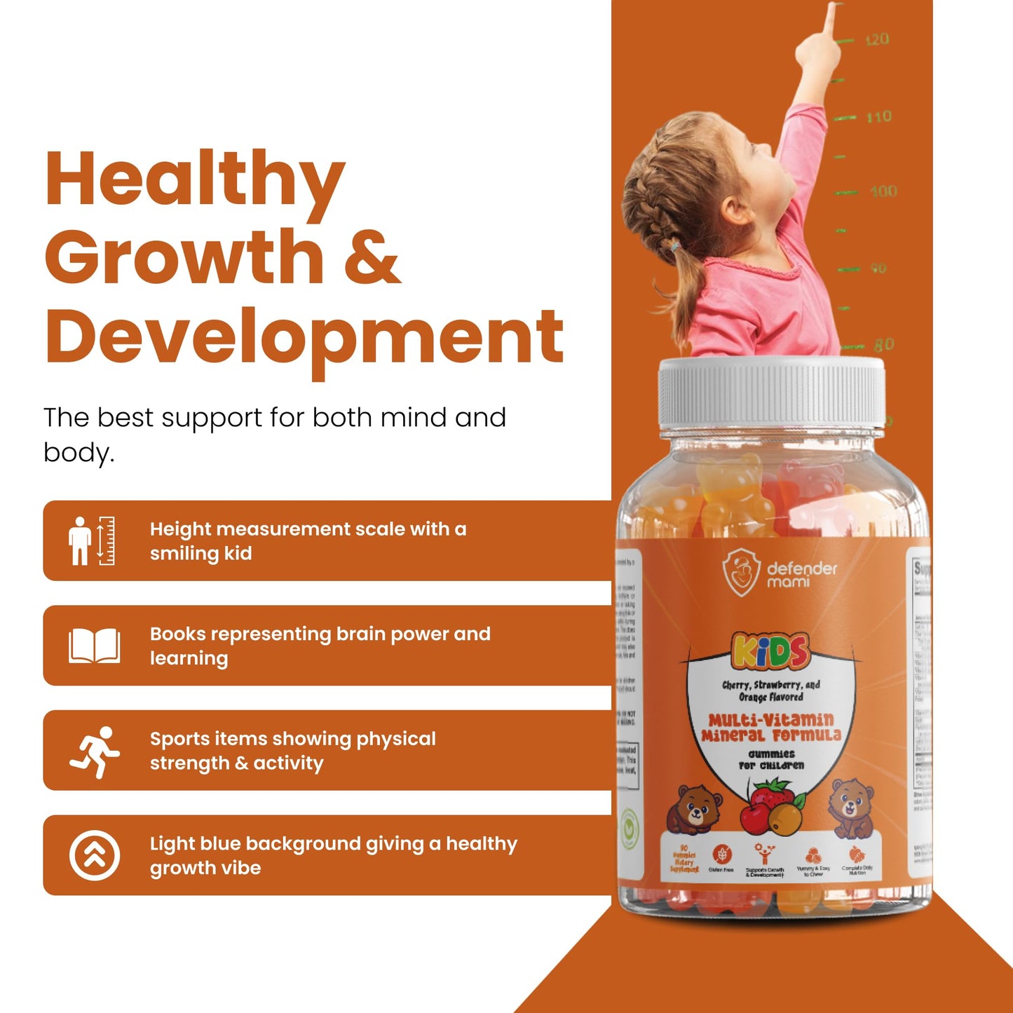 Defender Mami Kids Vitamin Gummies Multivitamin & Mineral Formula Gummy 90 Count