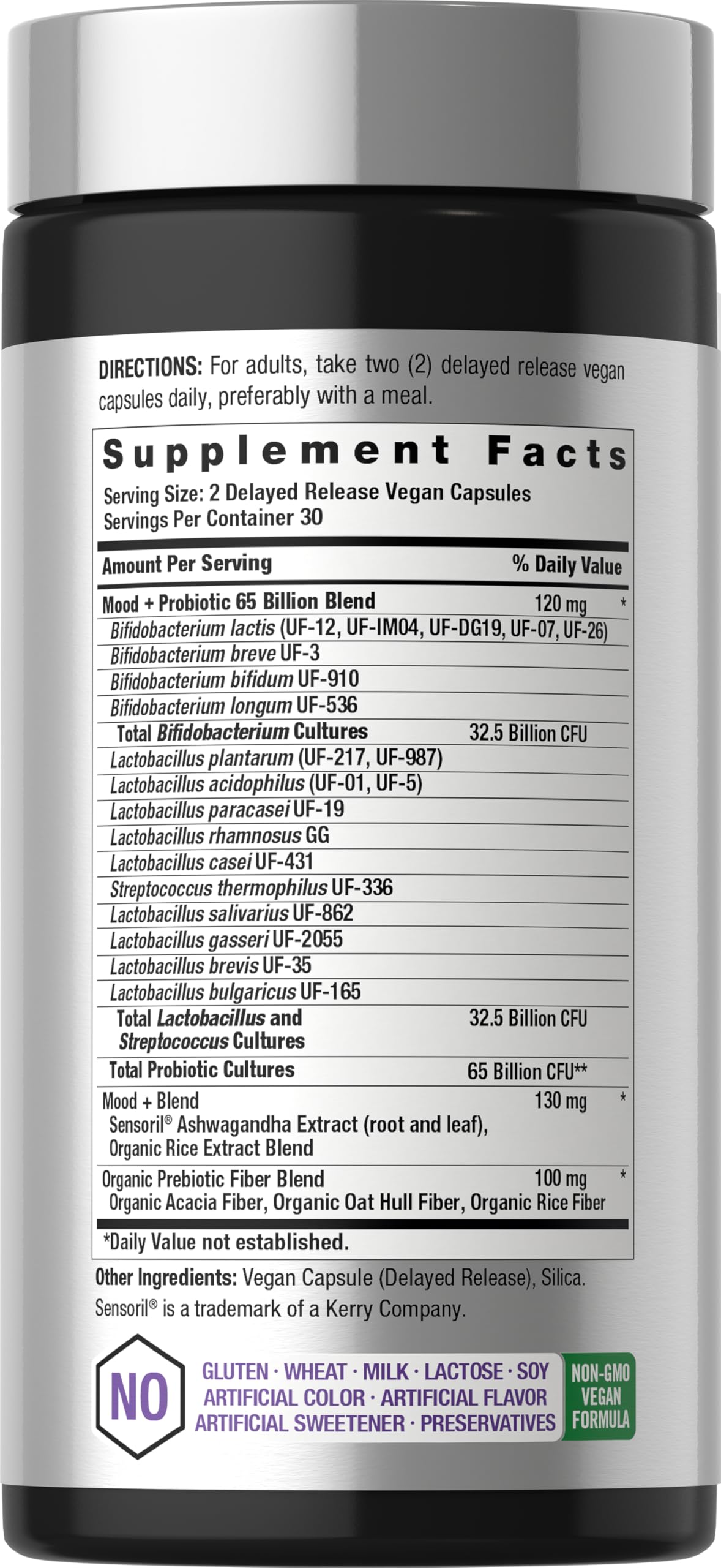 Horbäach Mood Probiotics for Women and Men 65 Billion CFU Capsule 60 Count