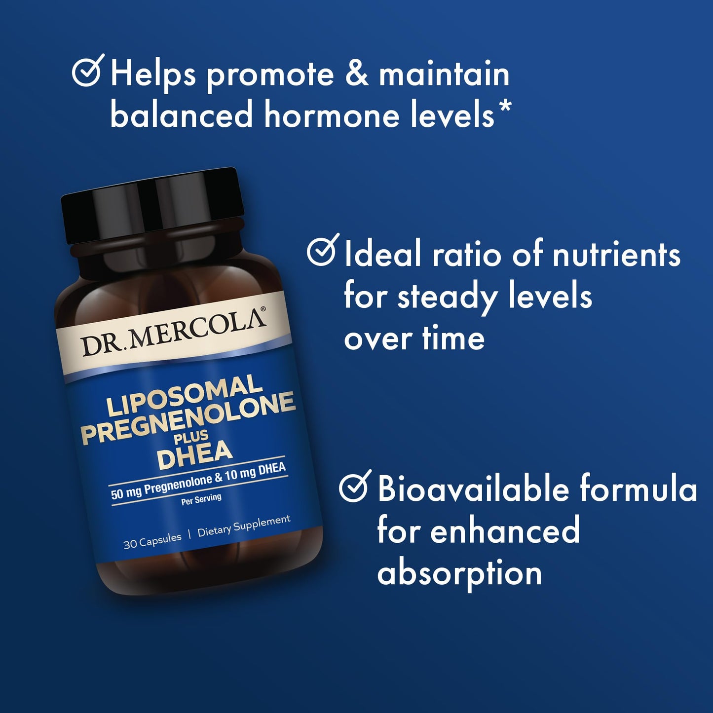 Dr. Mercola Liposomal Pregnenolone Plus DHEA Capsules, 30 Count