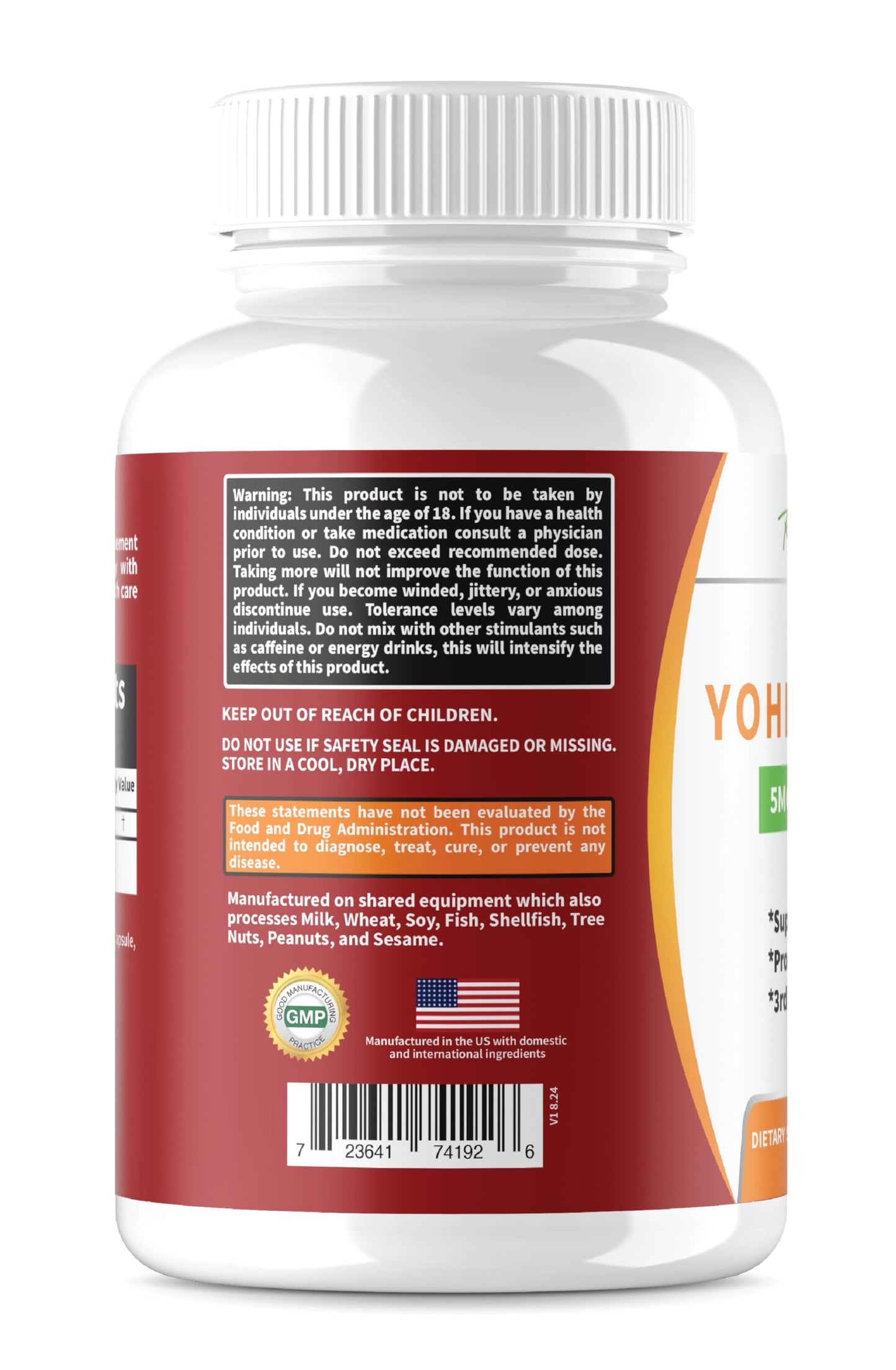 RaeSun Botanics Yohimbine HCL Bark Extract 5mg Capsules, 120 Count