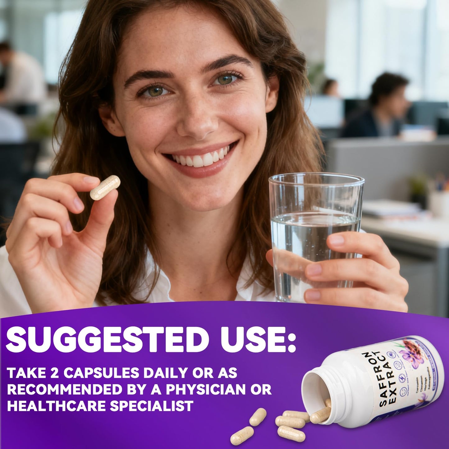 Mosslly Happy Saffron Supplements 100mg Saffron Extract, Saffron Blend with Turmeric & Ashwagandha Supports Mood, Focus, and Energy Boost, 90 Capsules