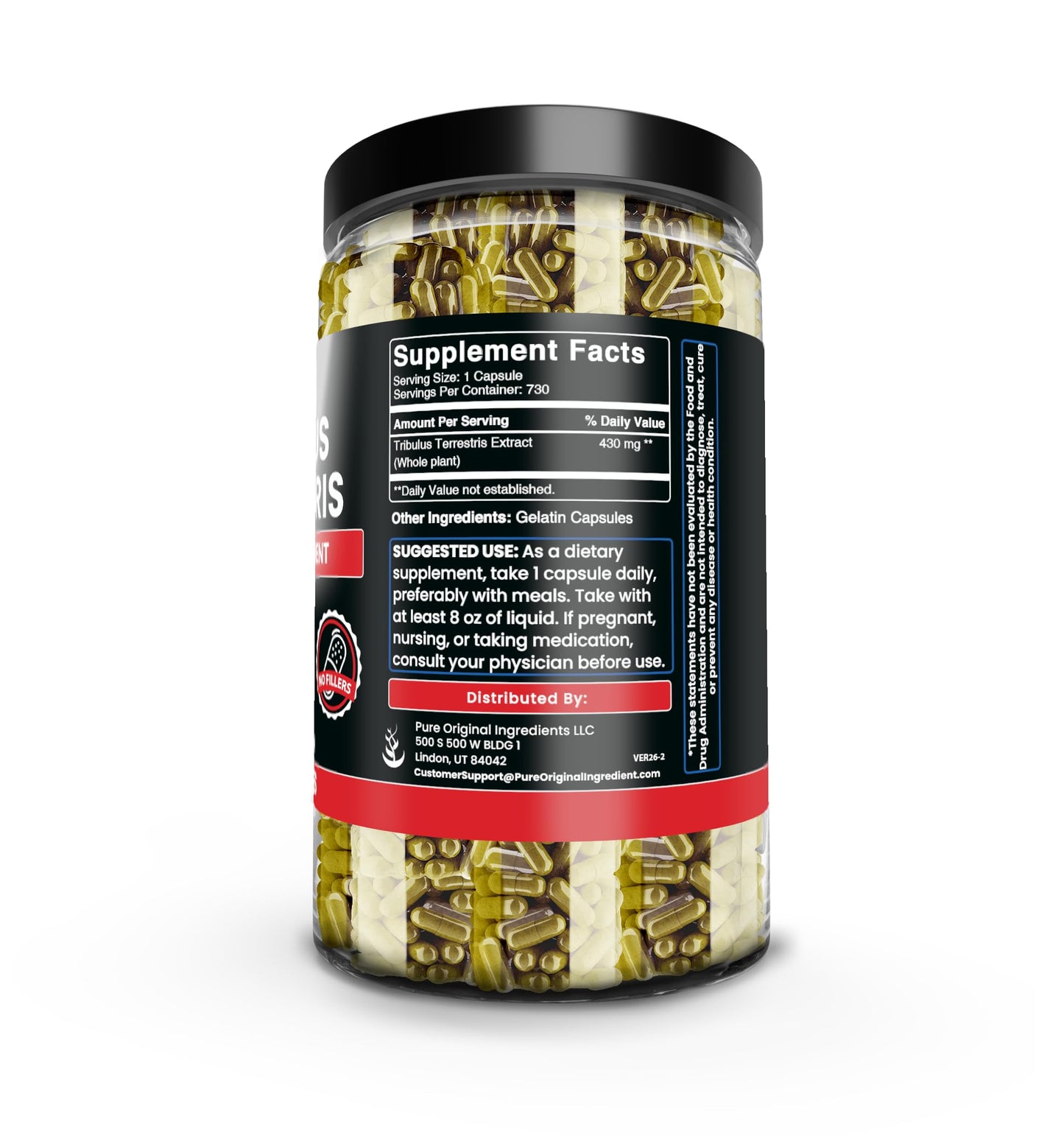PURE ORIGINAL INGREDIENTS Tribulus Terrestris Capsule 730 Capsules