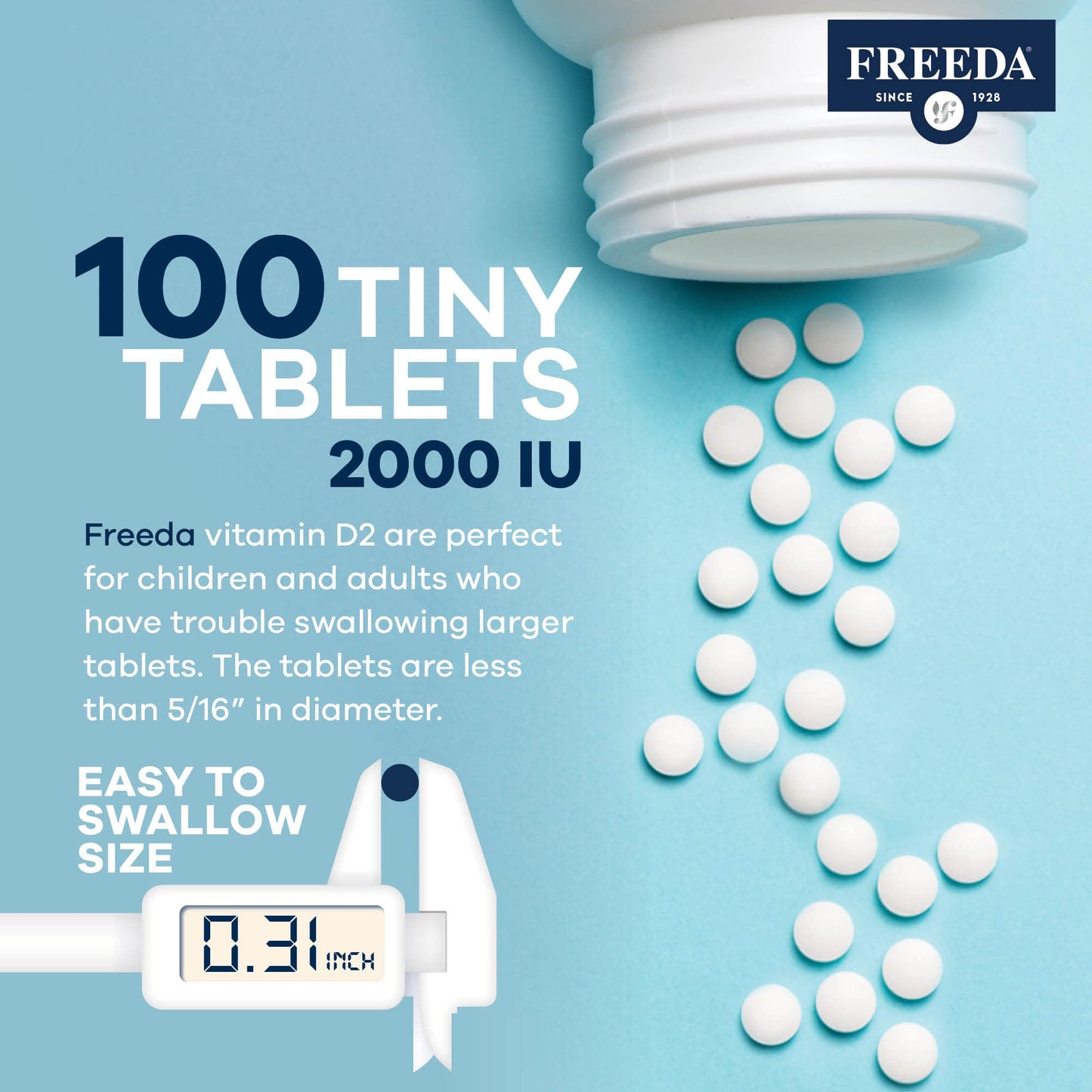 FREEDA Vitamin D2 2000 IU Tablet, 100 Count