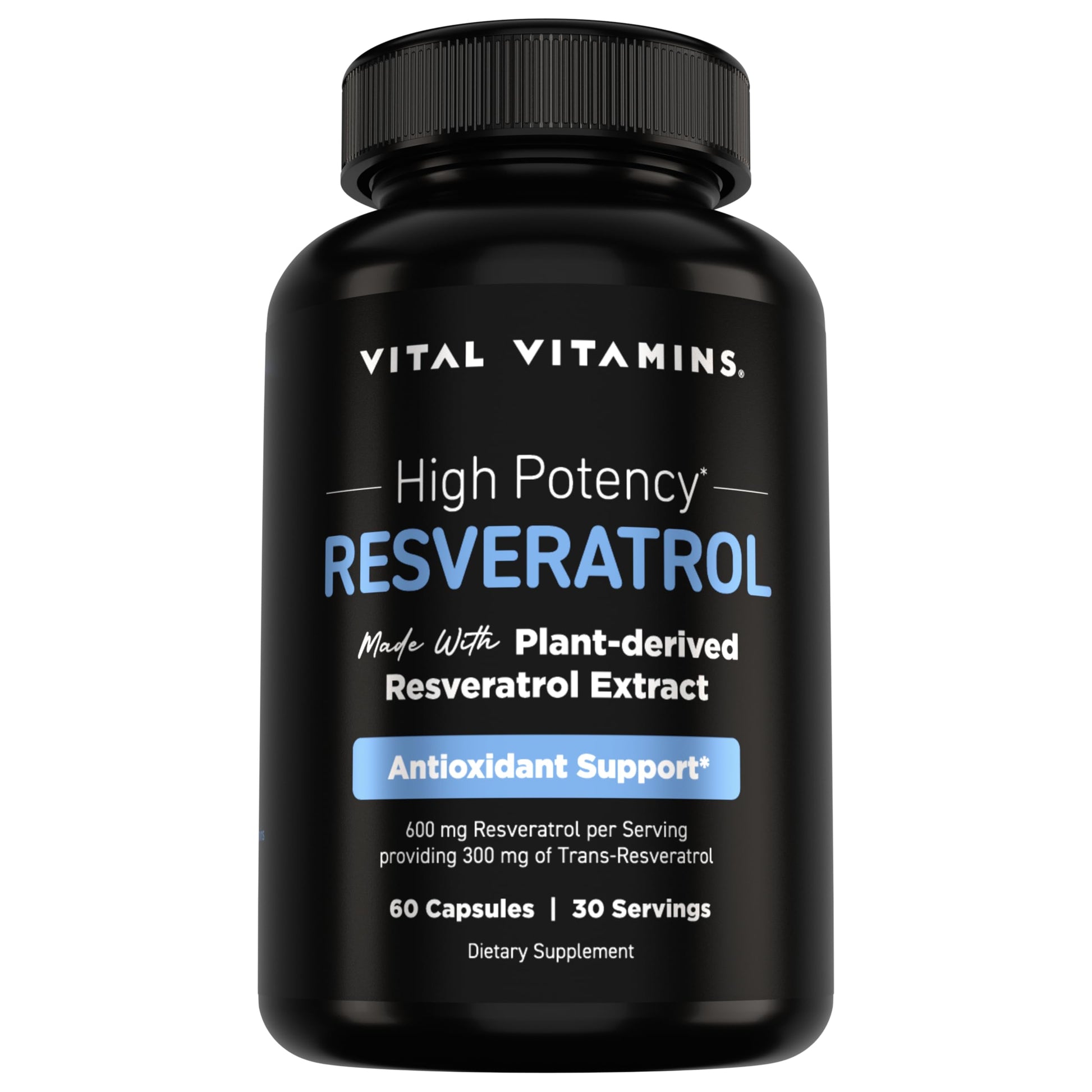 Vital Vitamins Resveratrol 600mg with 300mg Trans-Resveratrol Capsule, 60 Count