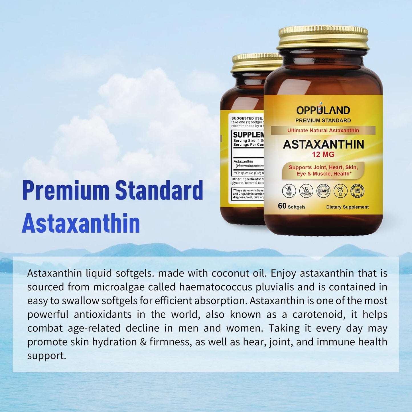 oppuland Astaxanthin 12mg Softgels 60 Count