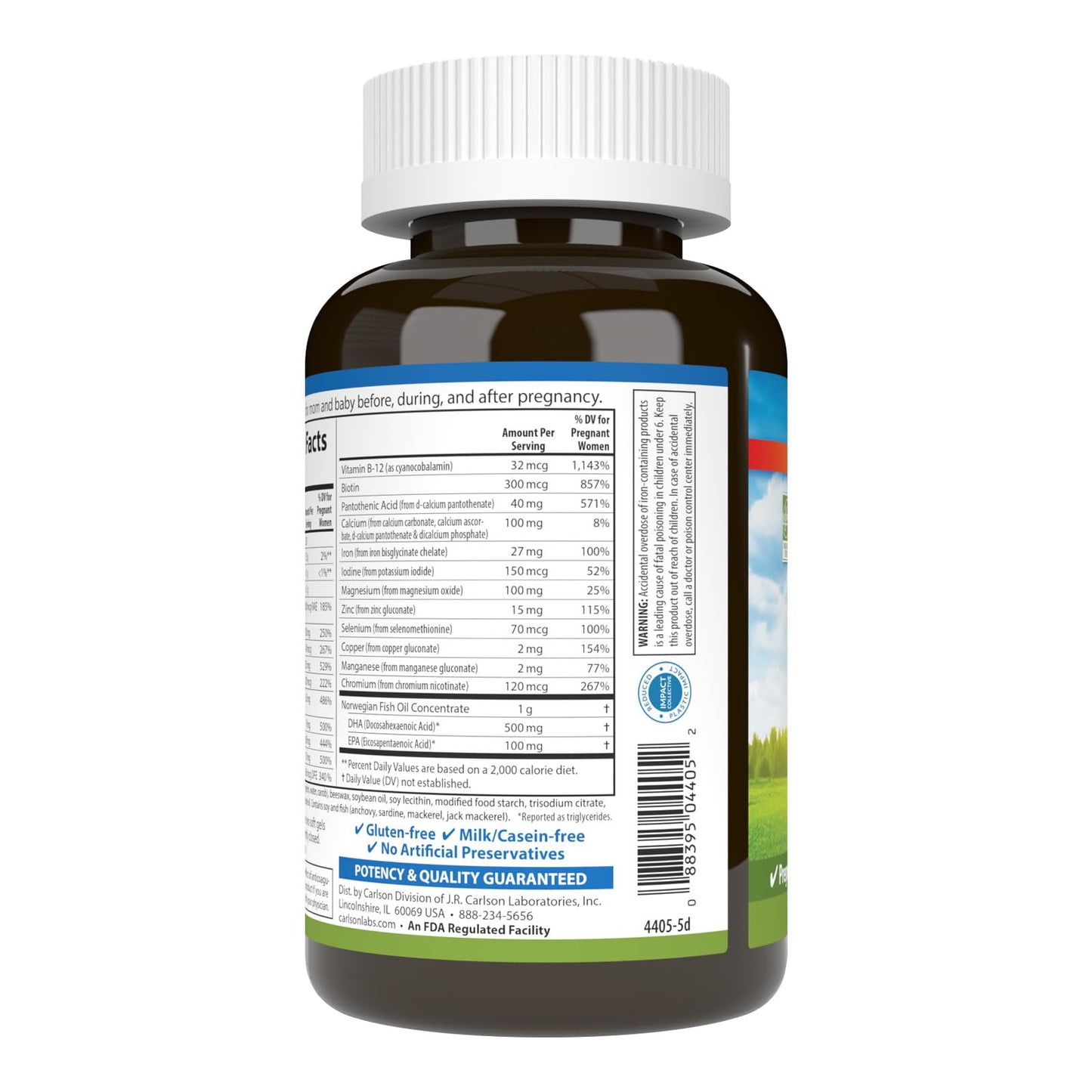 Carlson Pre-Natal Multivitamin Tablets with DHA, 120 Tablets
