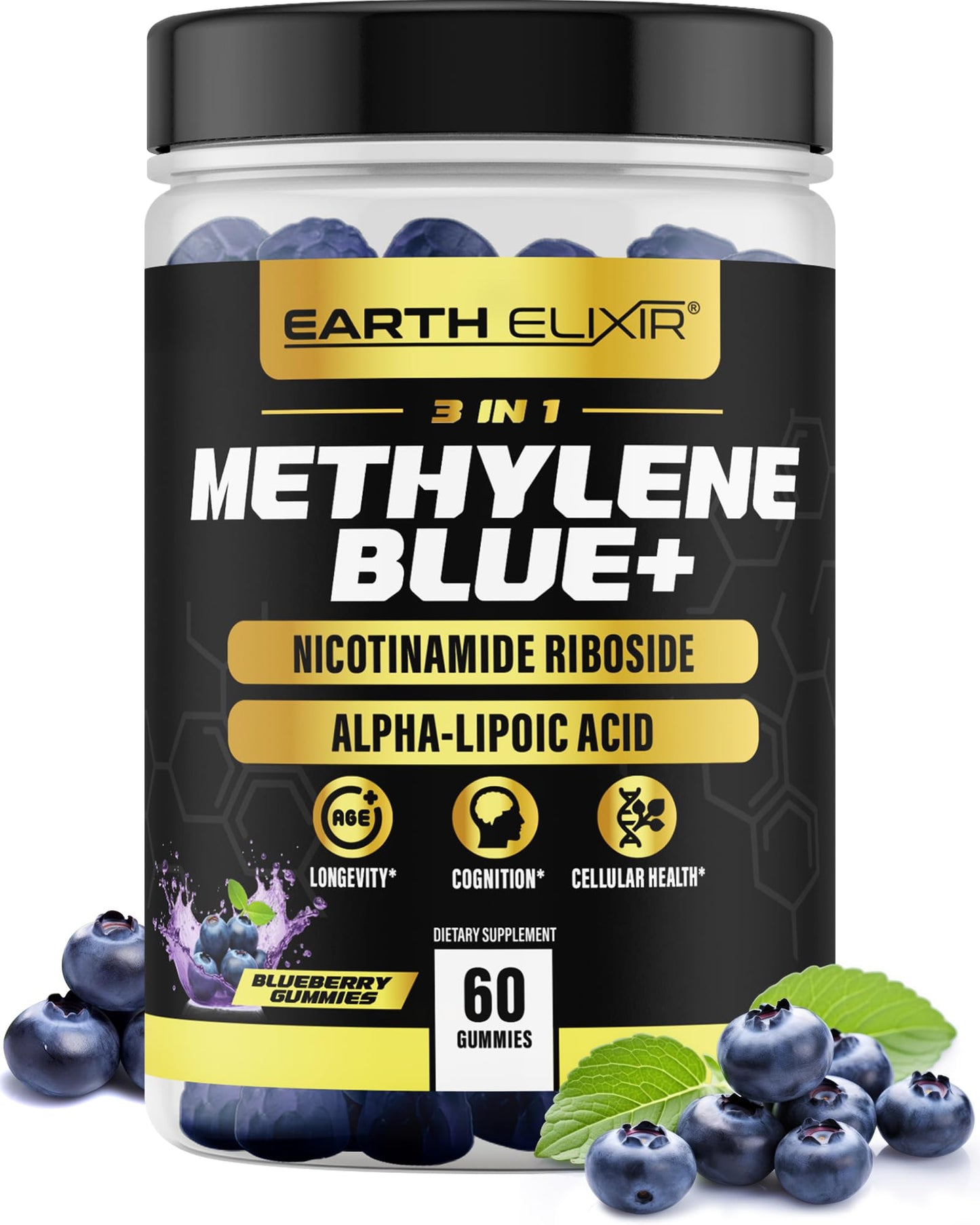 Earth Elixir 3-in-1 Methylene Blue Gummies 60 Count