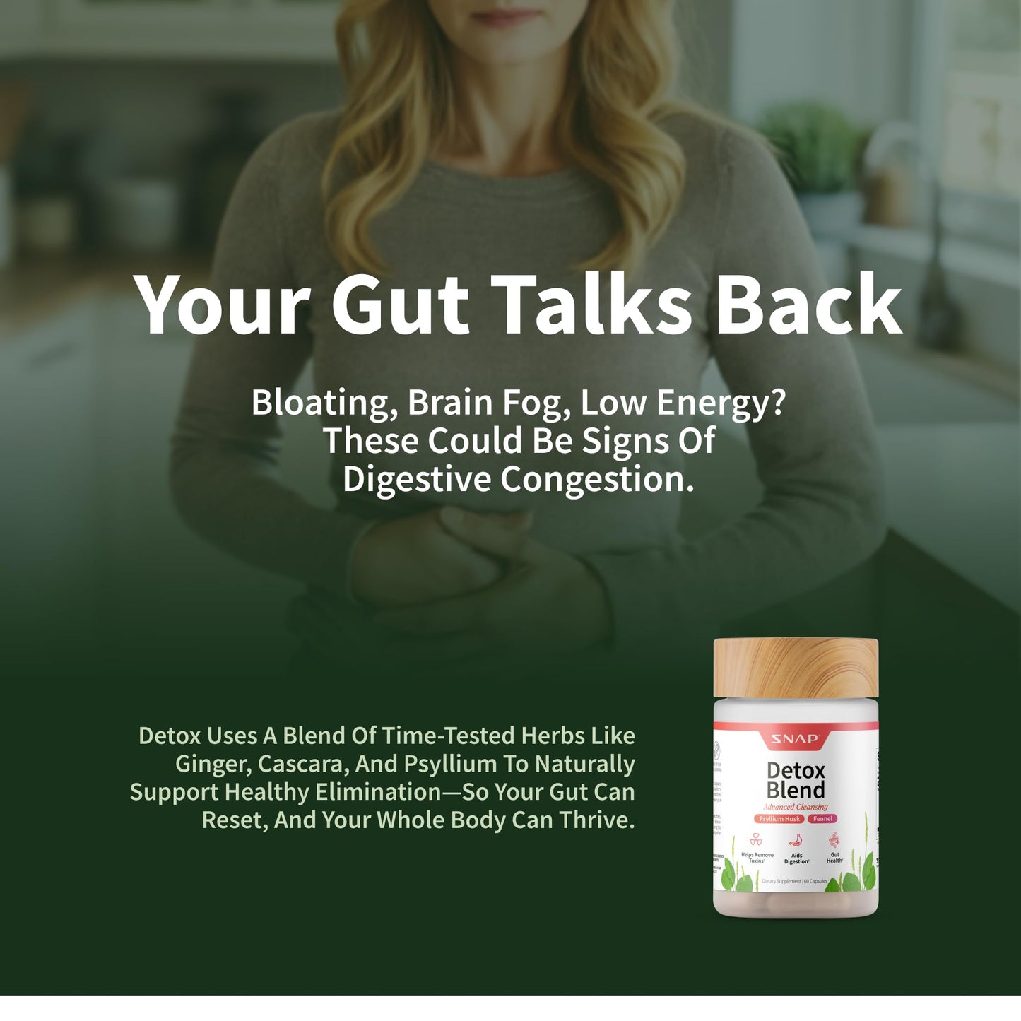 Snap Supplements Detox Blend to Support Gut Health 60 Capsules
