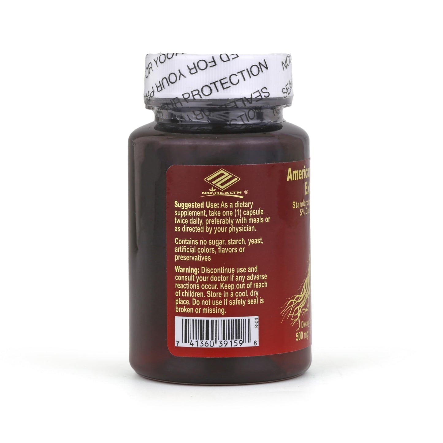 Nu-Health American Ginseng 500mg, 5% Ginsenosides, 60 Capsules