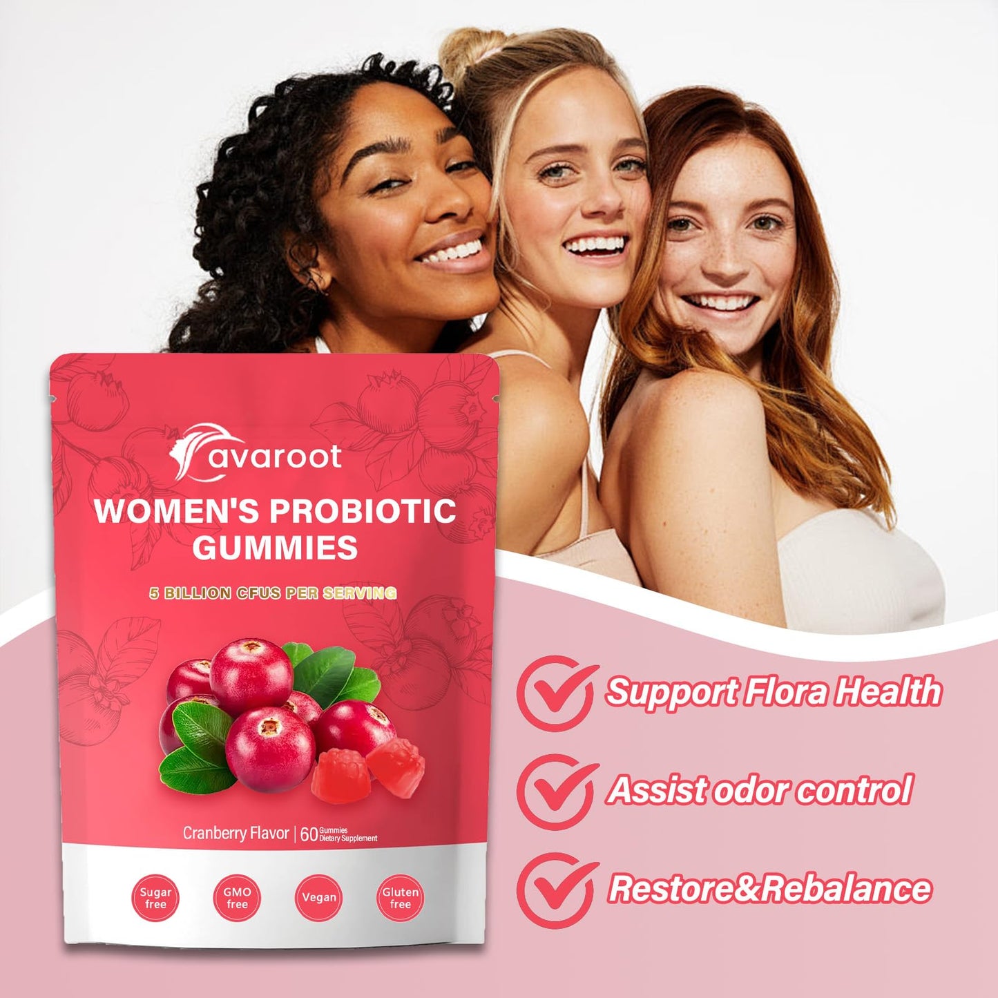 SEYONANA avaroot Women's Vaginal Probiotics Gummies, Cranberry Flavor, 1 Count