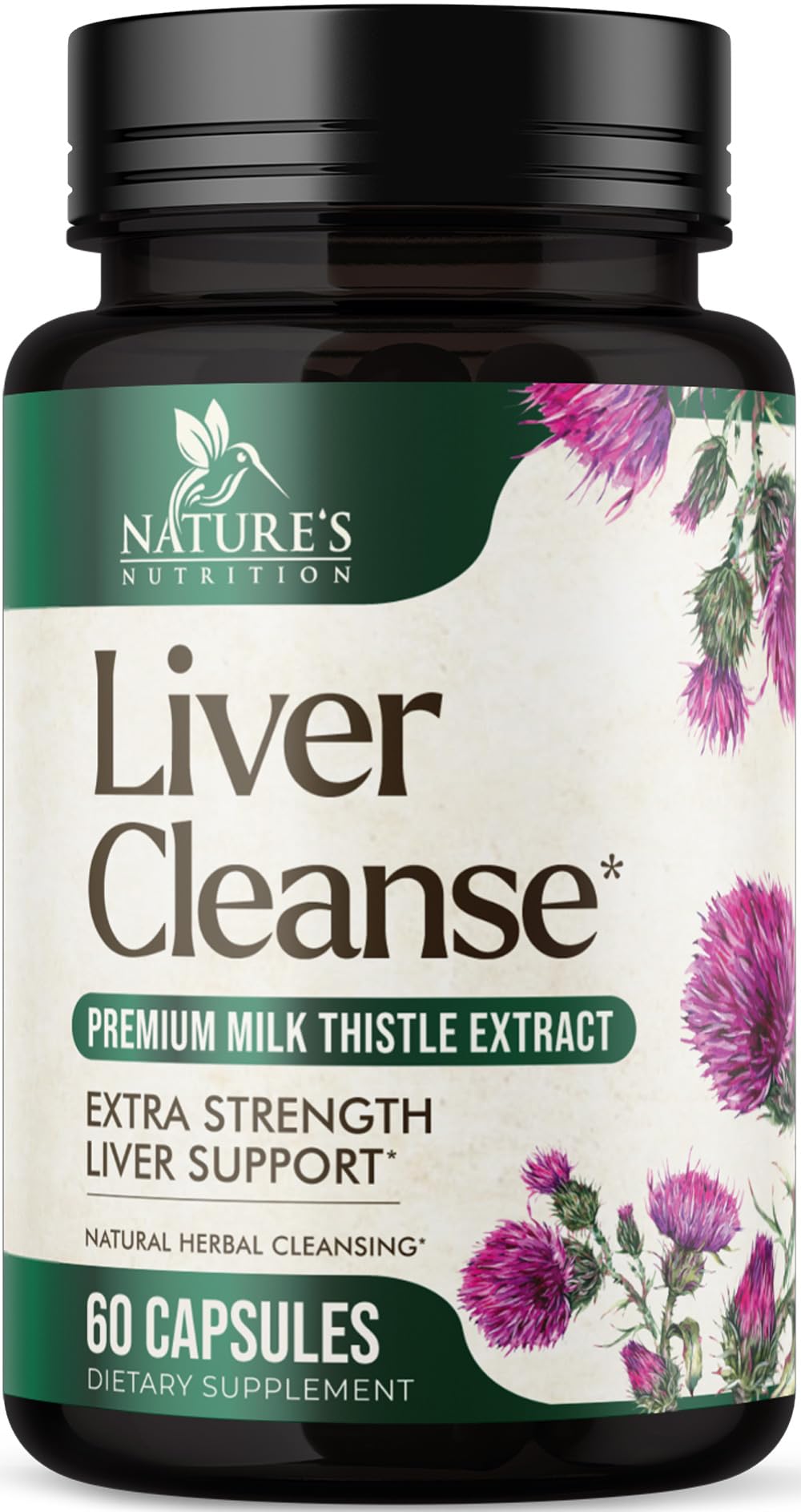 Nature's Nutrition Gentle Liver Cleanse Detox & Repair Formula - Herbal Liver Supplement with Milk Thistle, Silymarin, Artichoke, Dandelion, Beet Root, Chicory & Turmeric - 60 Capsules