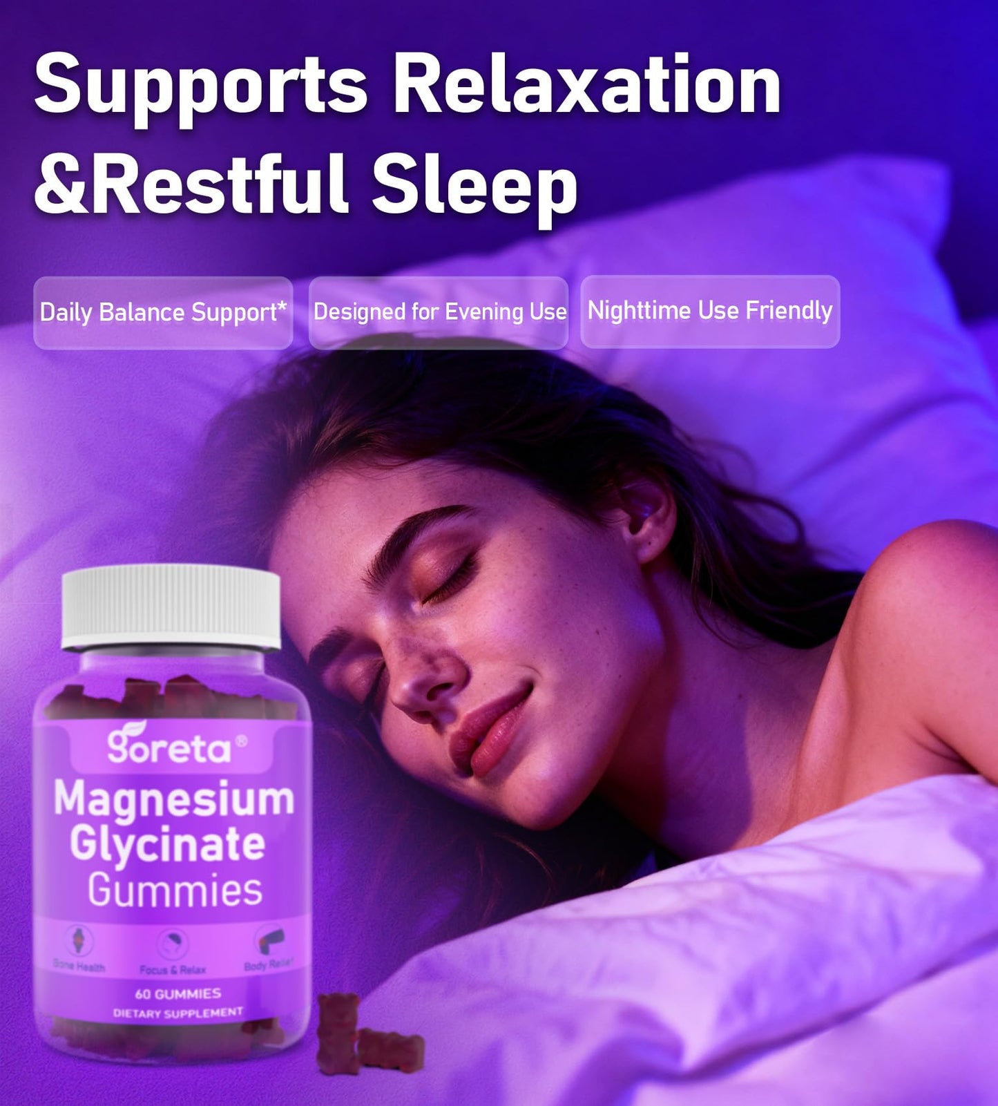 Goreta Magnesium Glycinate Gummies, 60 Count