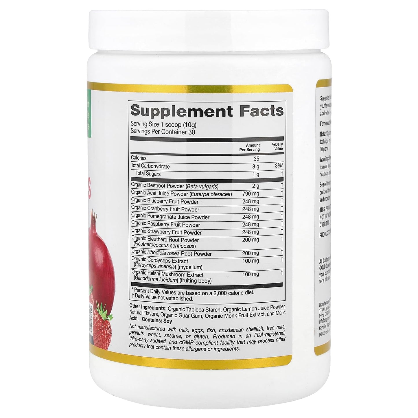 California Gold Nutrition Organic Red Superfoods Powder, Mixed Berry, 10.58 oz