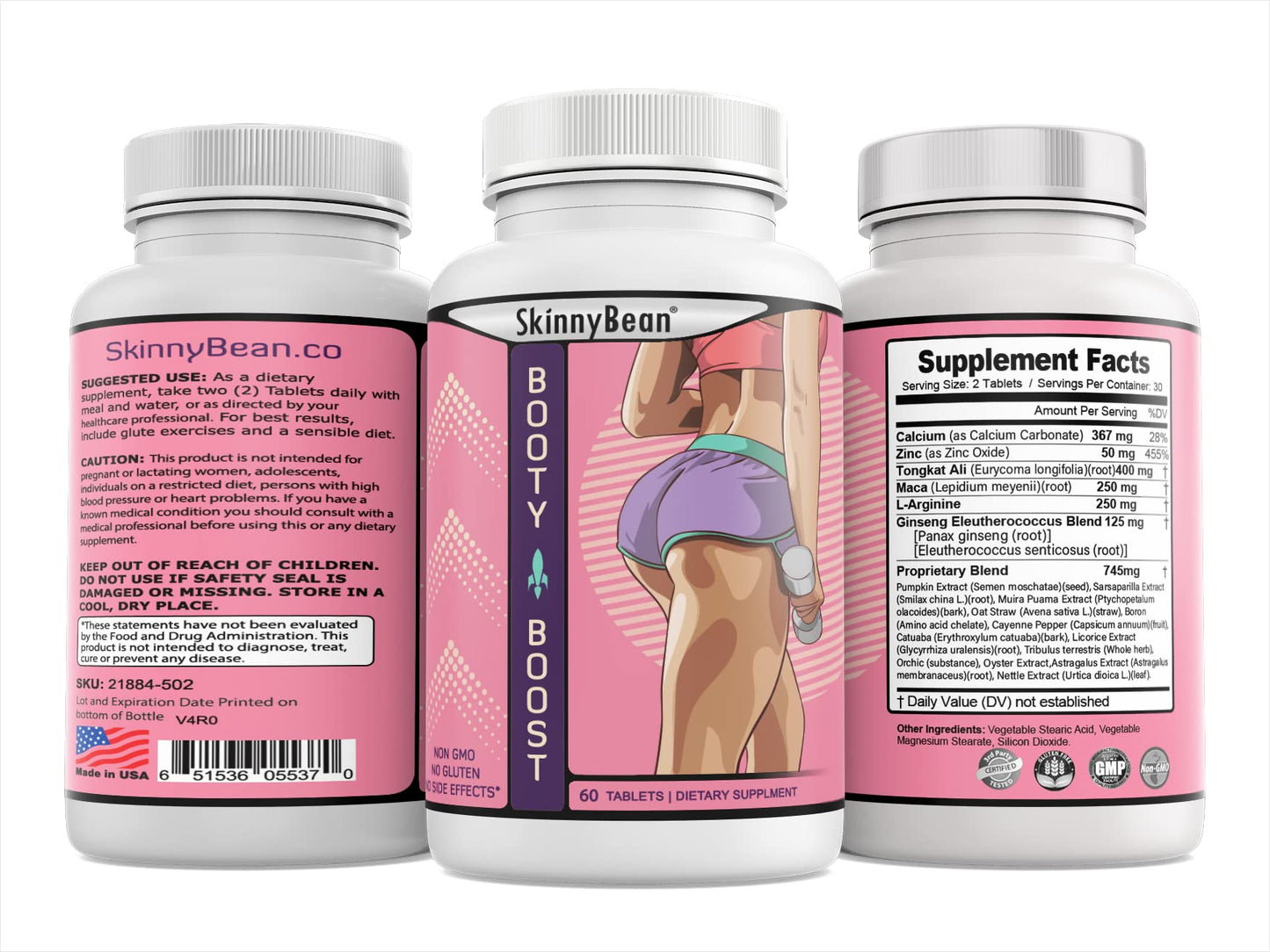 Skinny Bean The Natural Booty Booster Butt Growth Supplement Capsule 1 Count