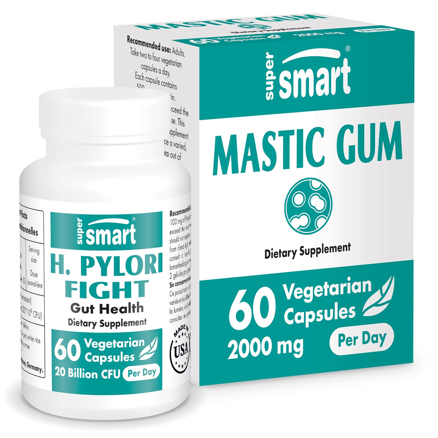 Supersmart H. Pylori Formula Bundle (Complete Action) Probiotic L. Reuteri w/ Mastic Gum 120 Capsules