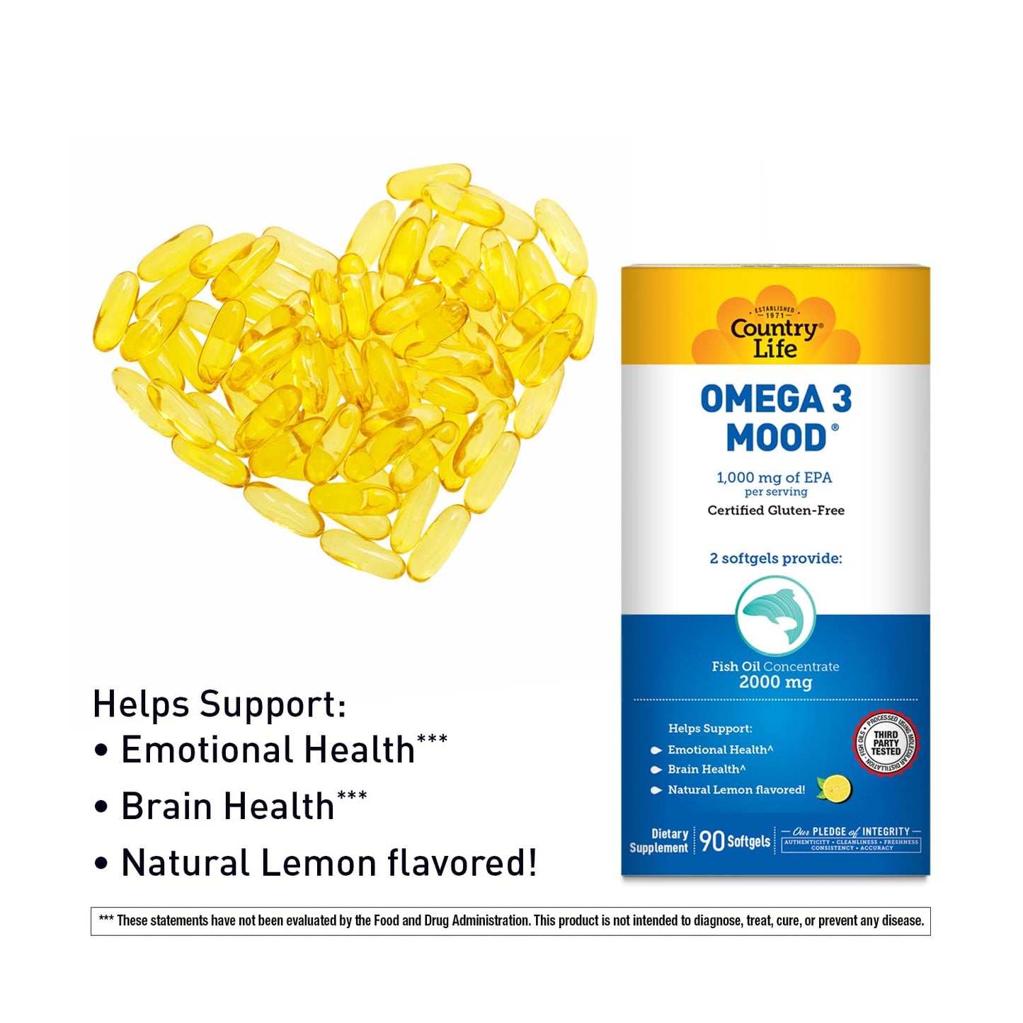 Country Life Omega 3 Mood Fish Oil Softgels 90