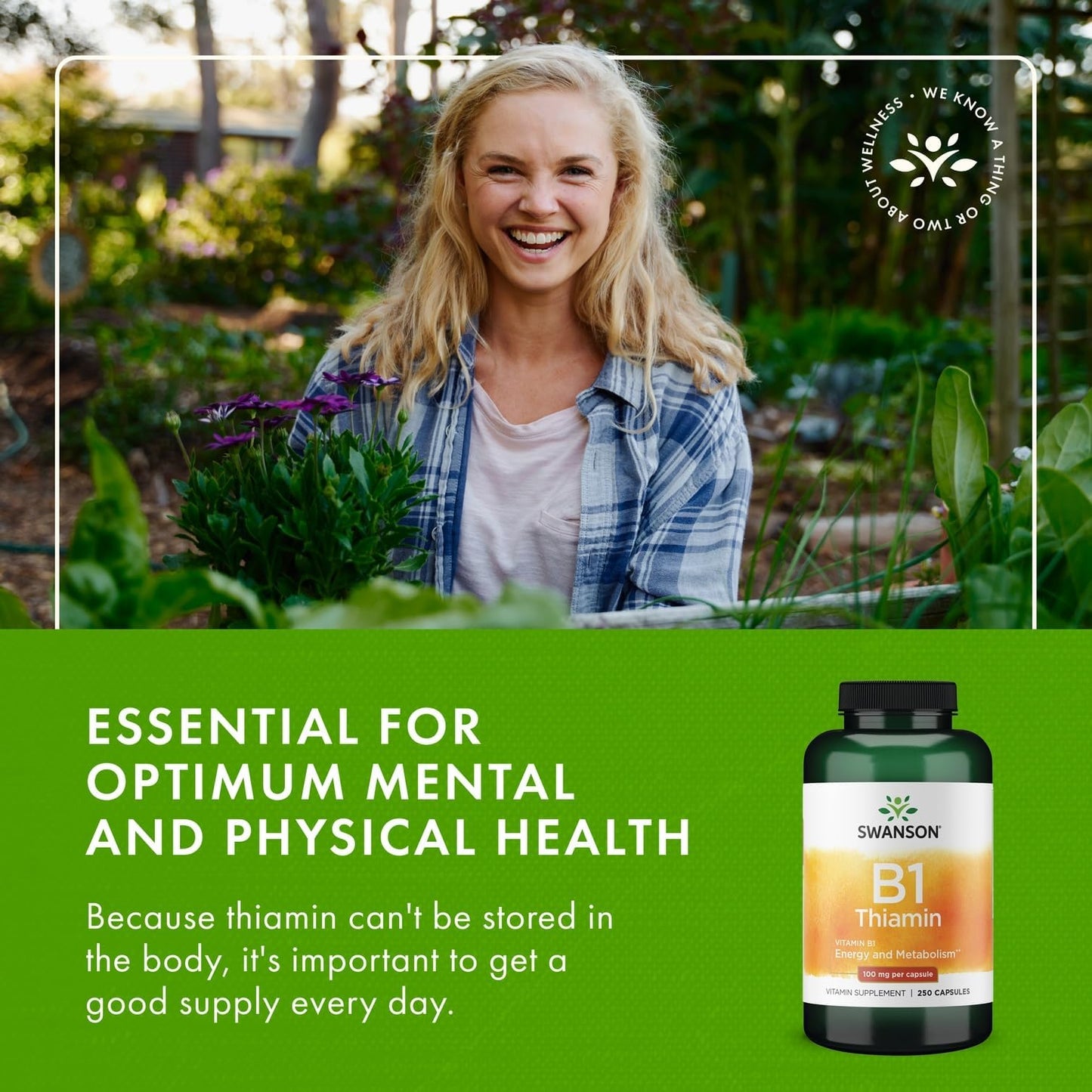 Swanson Vitamin B1 (Thiamin) 100 mg, 250 Capsules
