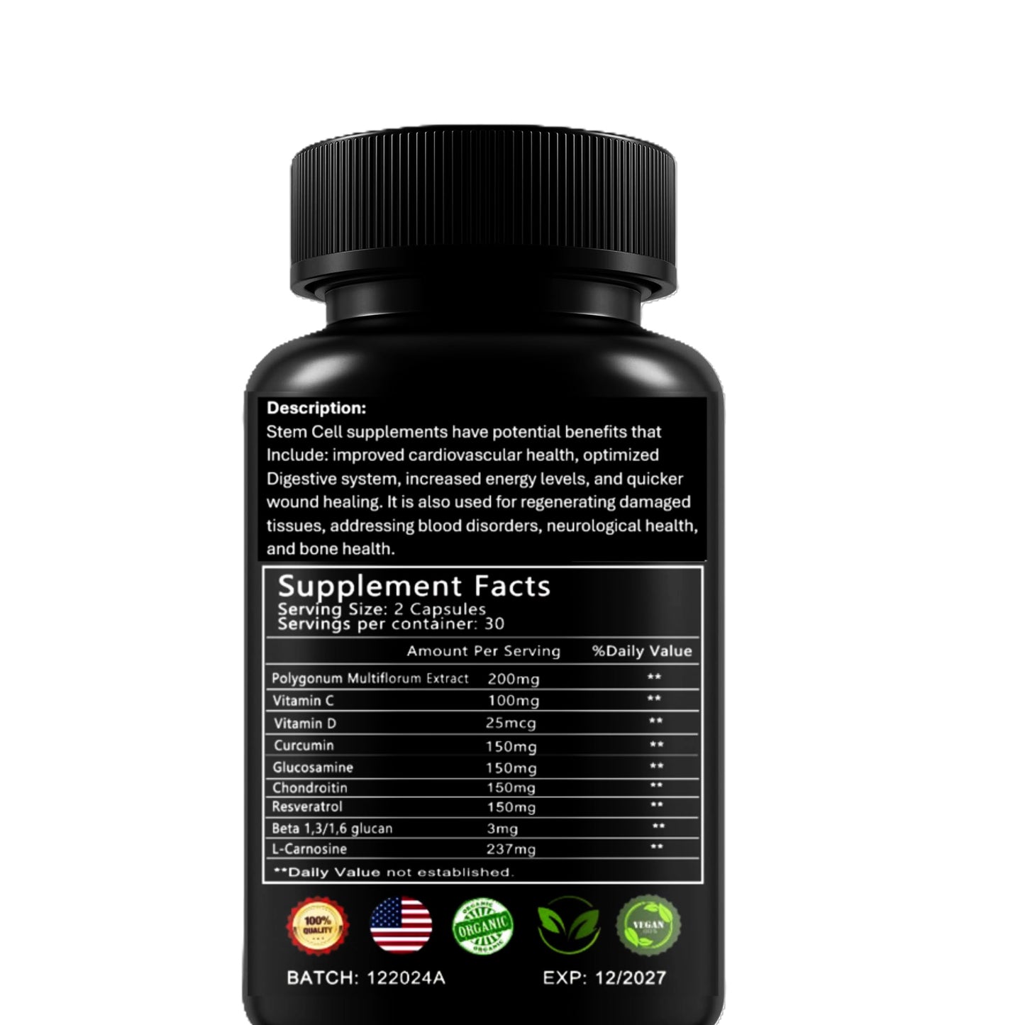 Global Natural Healing Supplements Stem Cell Supplements Renewal Blend, 60 Capsules