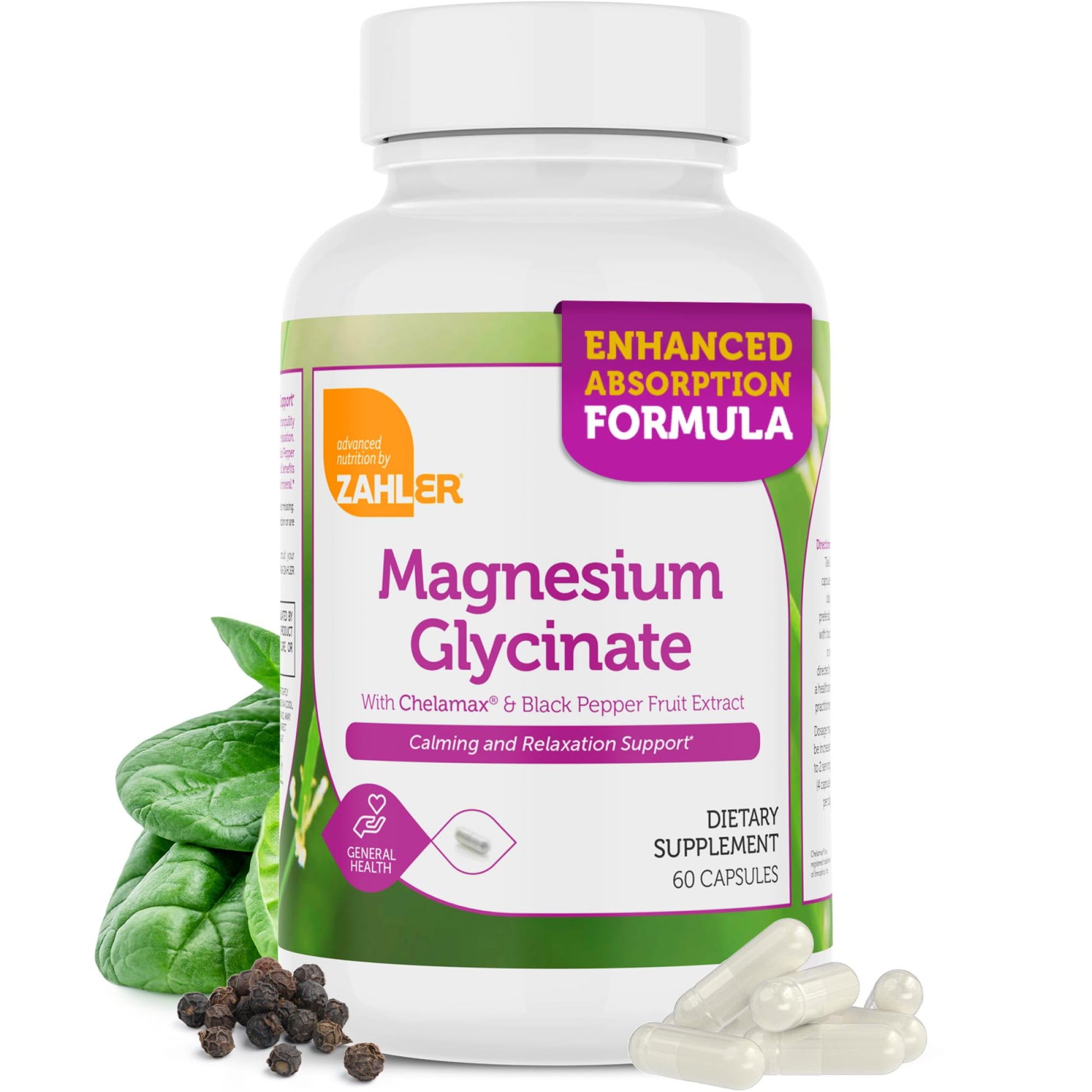 Zahler Magnesium Glycinate with Chelamax & Black Pepper Fruit Extract, 60 Capsules