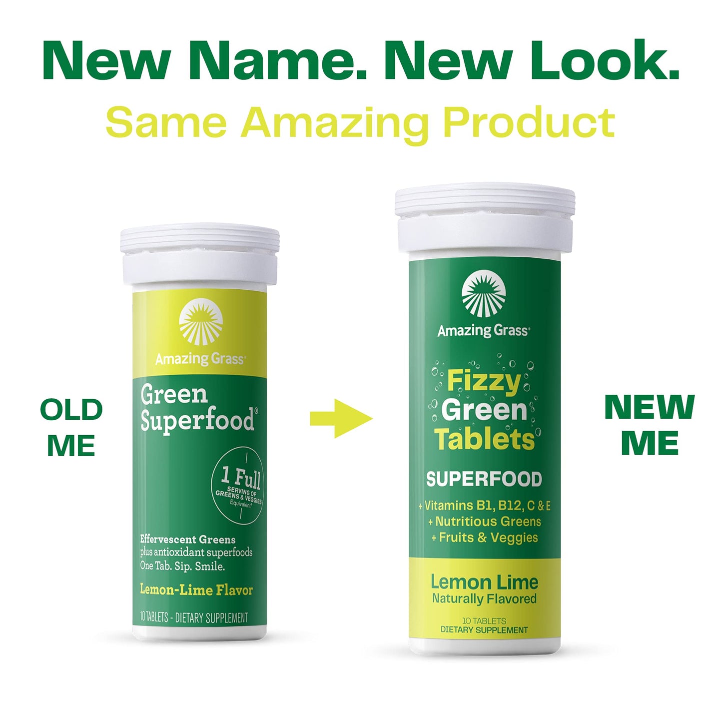 Amazing Grass Fizzy Green Tablets Superfood: Green Superfood Water Flavoring Tablet with Antioxidants & Alkalizing Greens, Lemon Lime, 30 Tablets