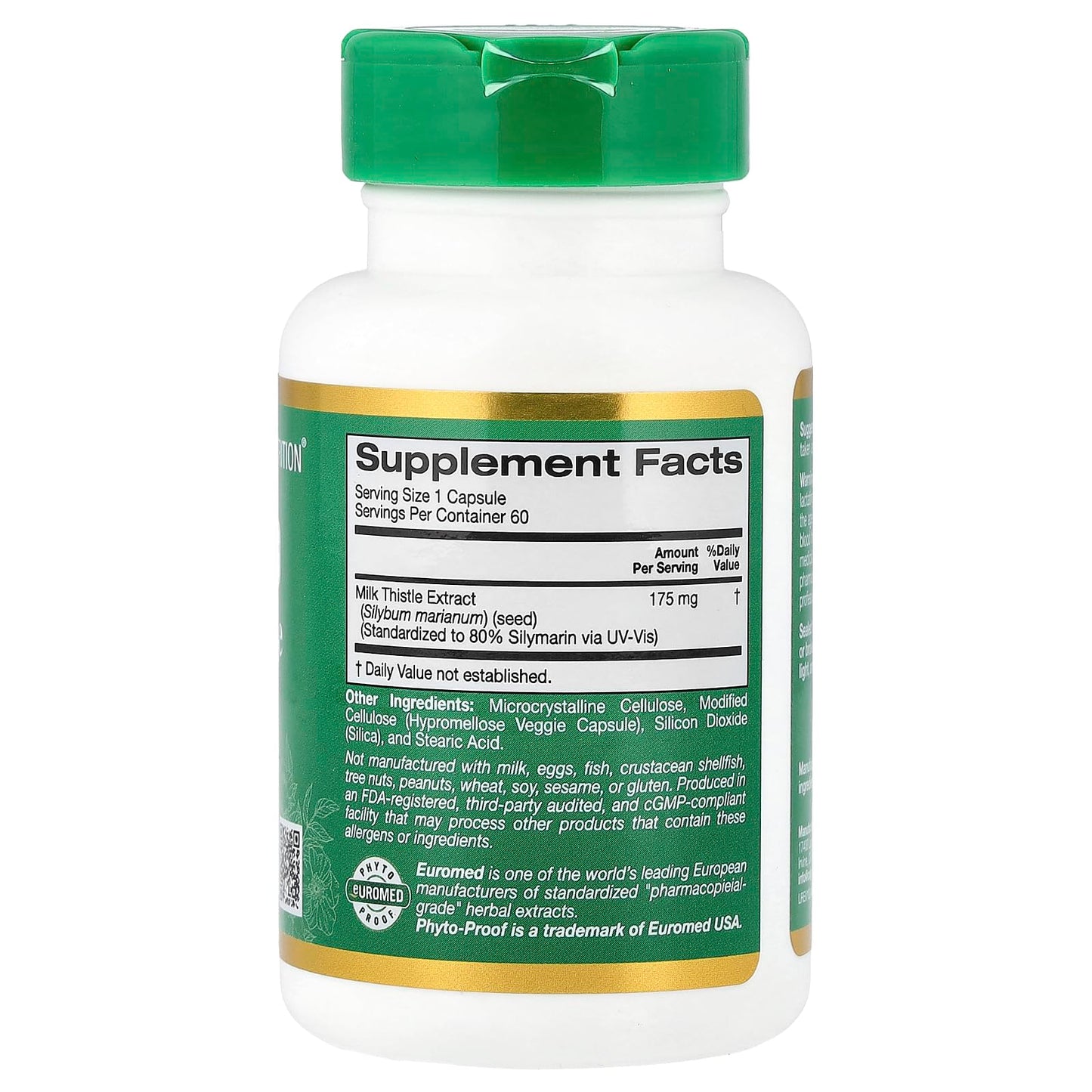 California Gold Nutrition Milk Thistle Extract 80% Total Silymarin Flavonoids Capsules, 60 Count