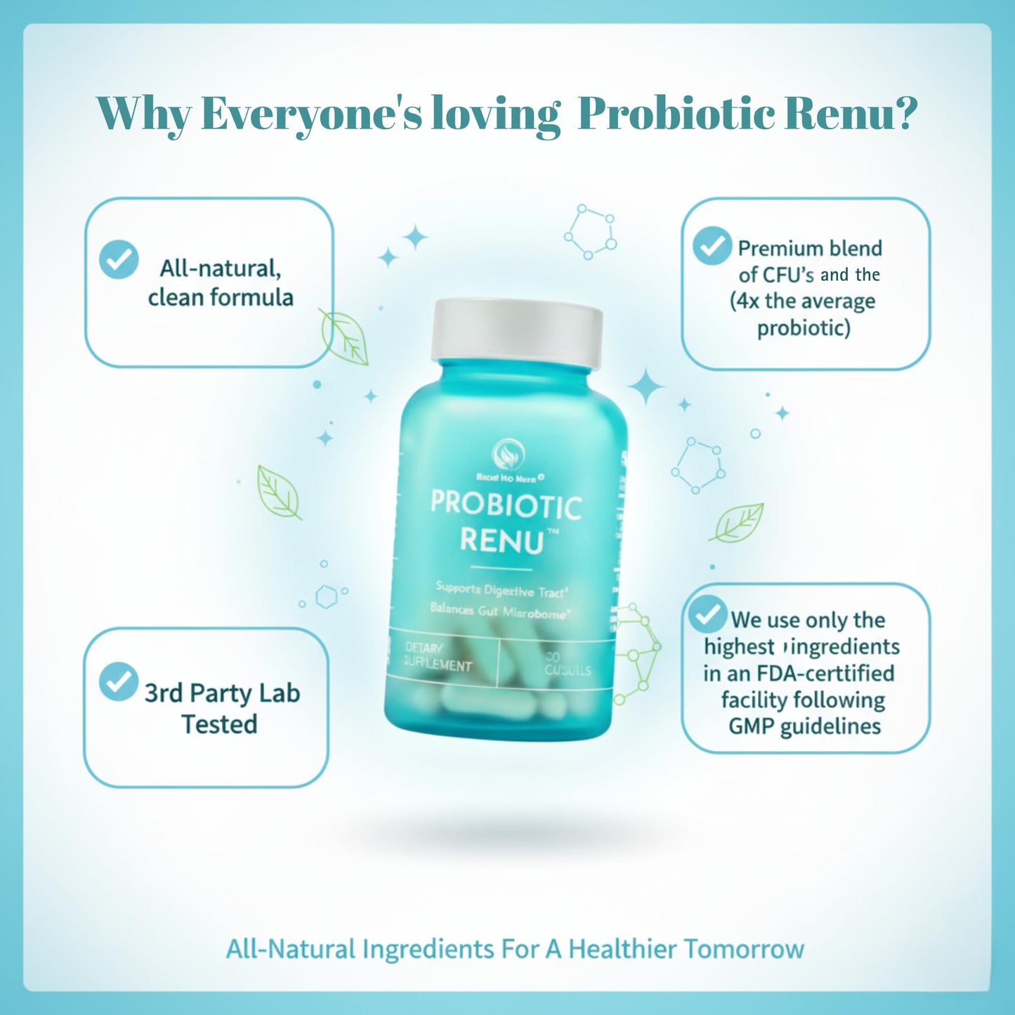 Bloat No More Probiotics 50 Billion CFU for Women & Men Capsule 30 Count