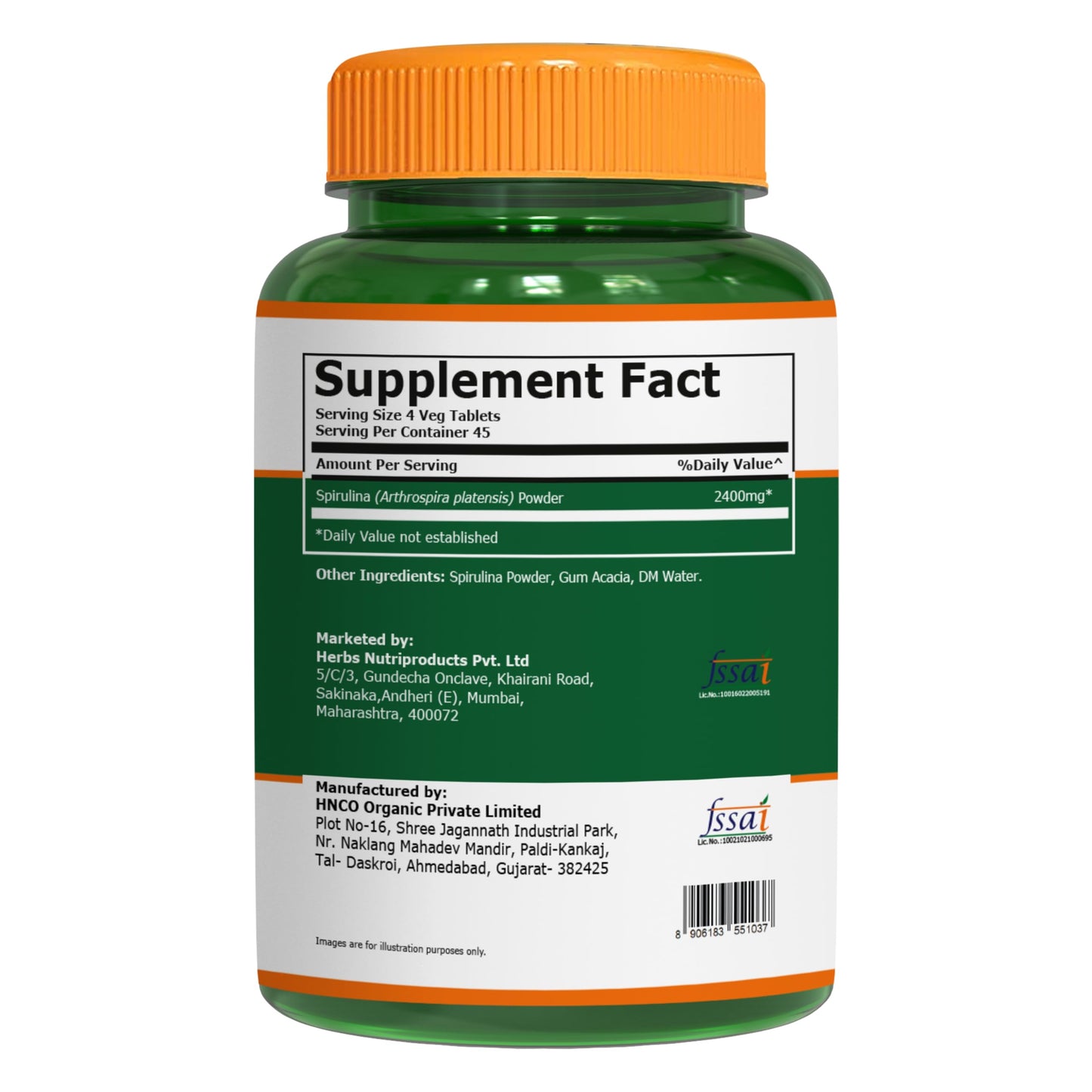 Pure Nutrition Natural Treasures Organic Spirulina 2400mg per Serving Tablets 180