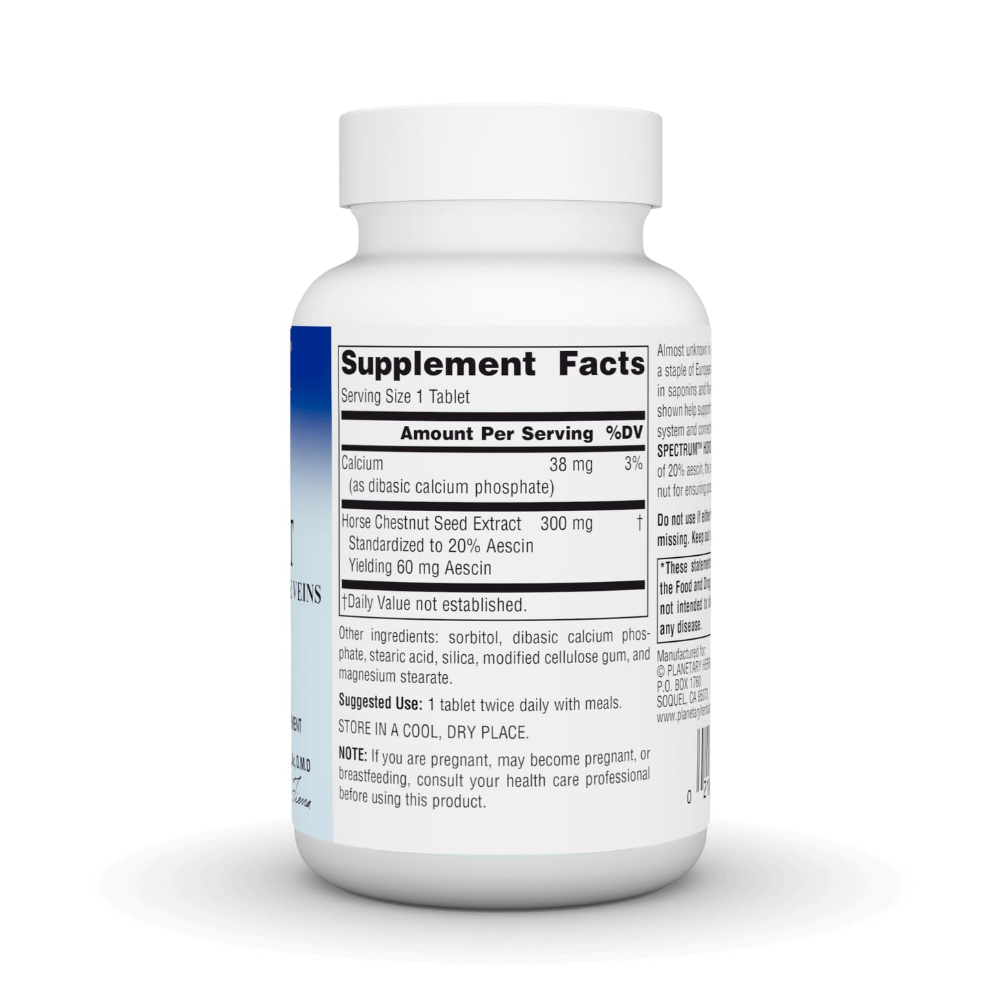 Planetary Herbals Full Spectrum Horse Chestnut 500 mg Tablets, 120 Count
