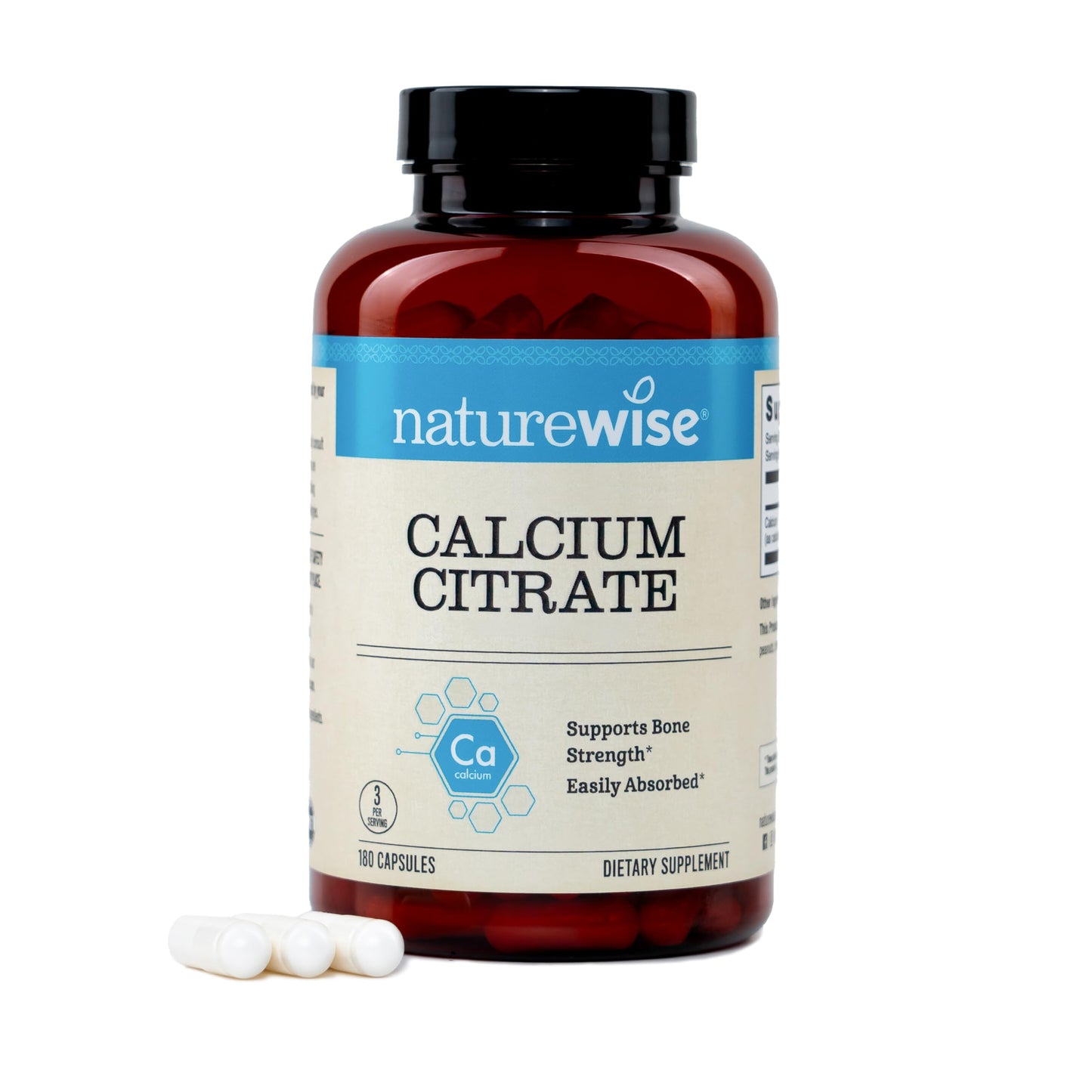 NatureWise Calcium Citrate 500mg Capsules, 180 Count