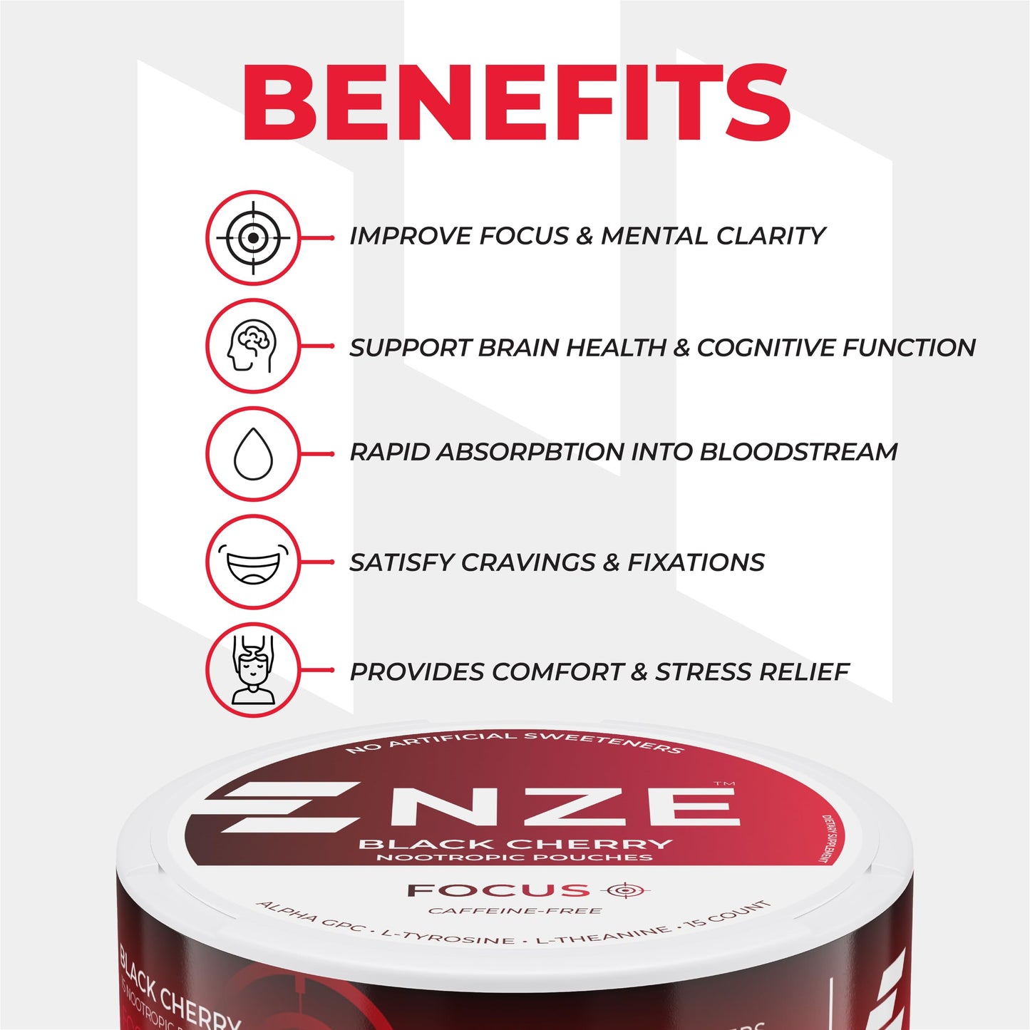 NZE Caffeine Free Nootropic Pouches (Black Cherry) Caplet 5