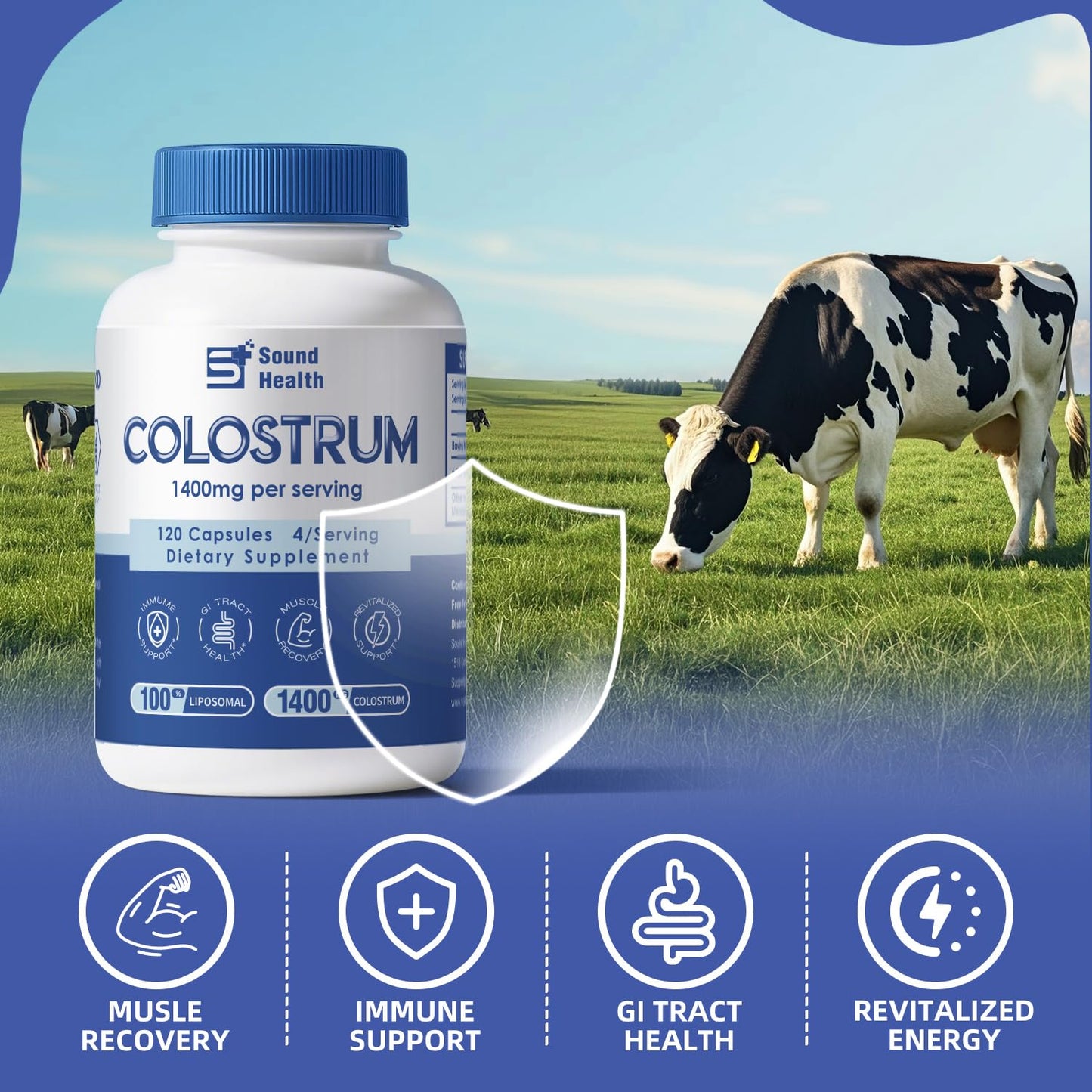 SoundHealth Colostrum Supplement Capsules 120 Count