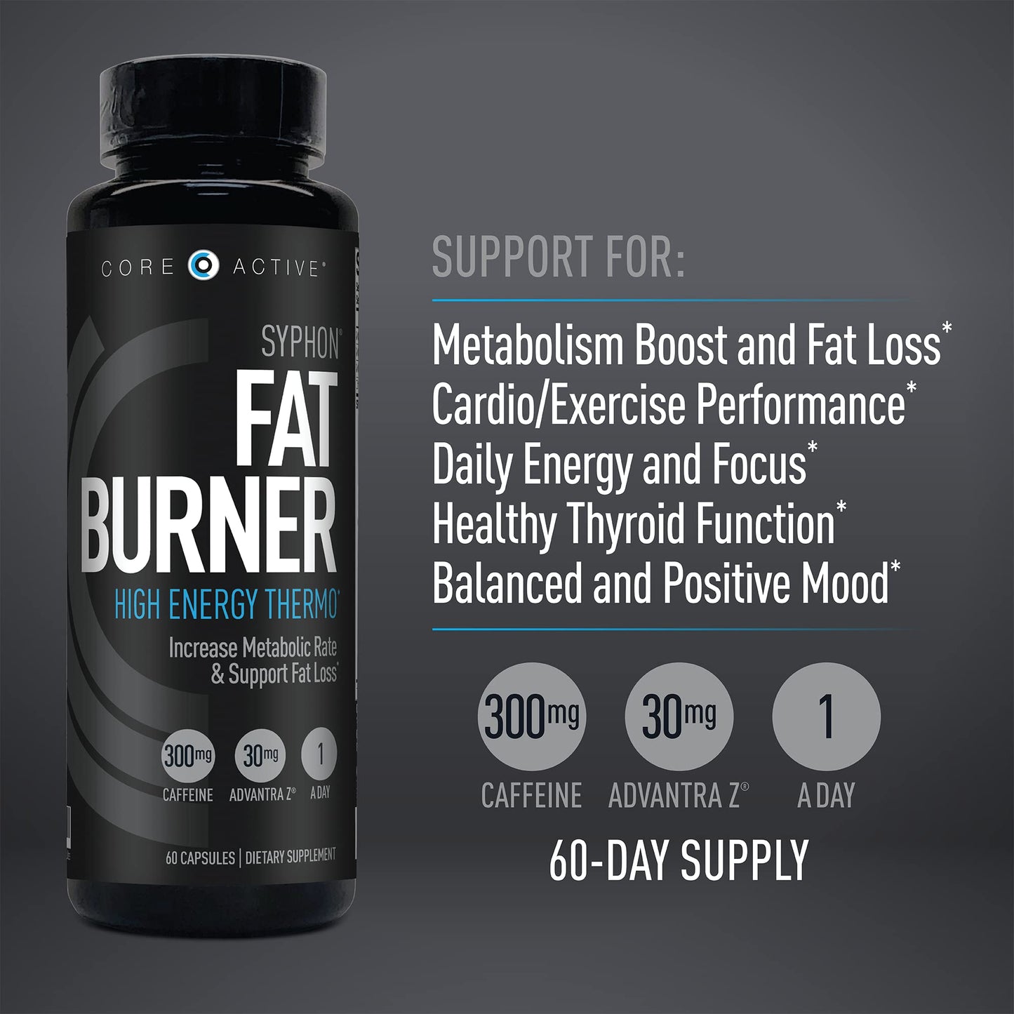 (CORE)ACTIVE Syphon Thermogenic Fat Burner Capsule, 60 Count