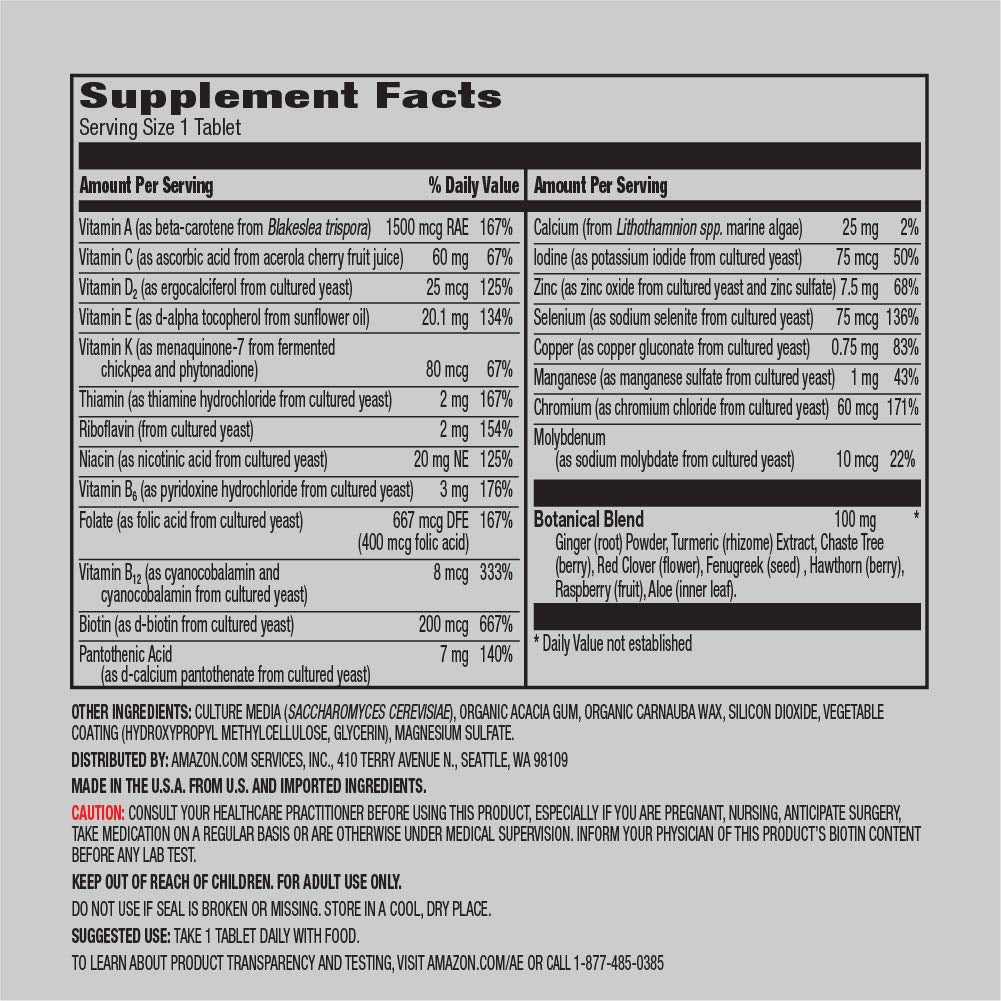 Amazon Elements Women 40+ One Daily Multivitamin Tablets, 65 Tablets