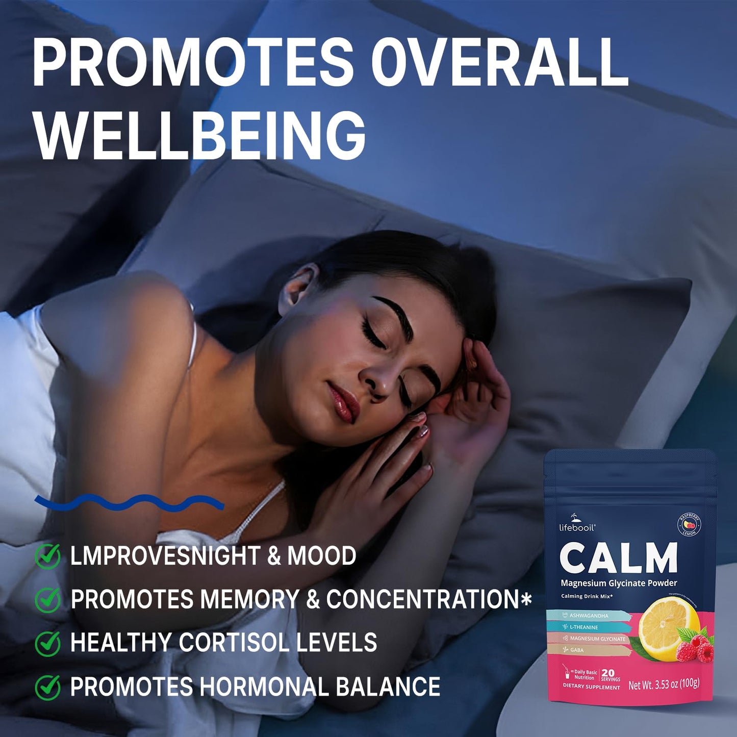 Lifebooil Calm Magnesium Powder 3.5 Ounce