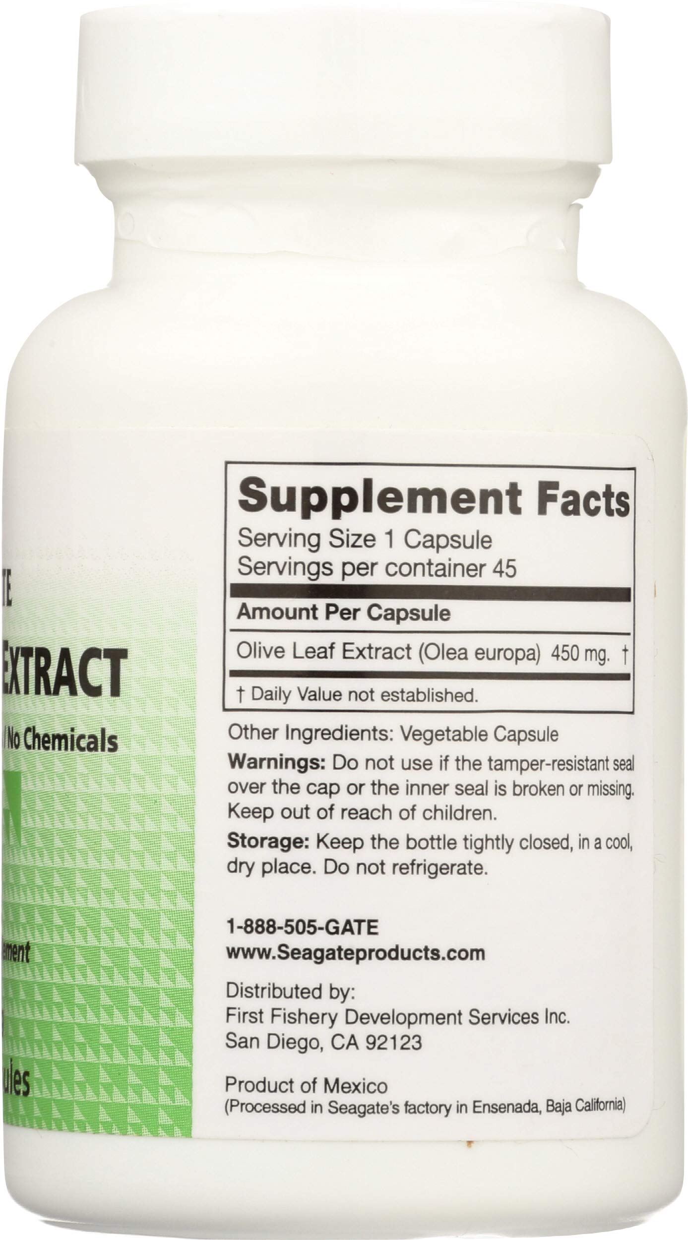 Seagate Olive Leaf Extract 450mg Capsules, 45 Count