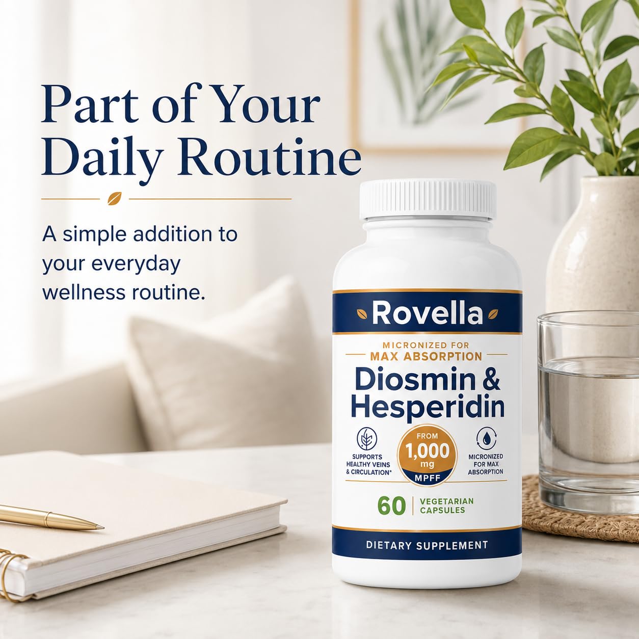 Rovella Diosmin & Hesperidin Capsules, 60 Count