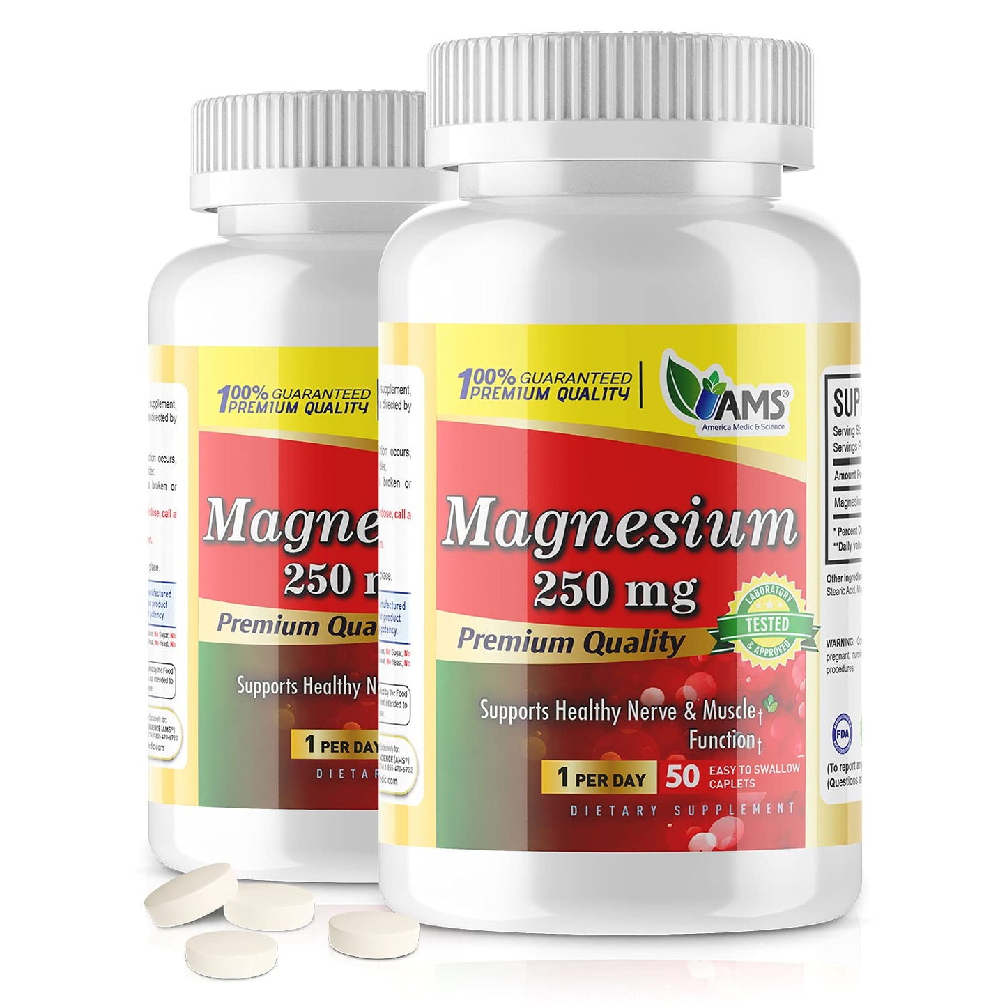 America Medic & Science Magnesium 250 mg Capsules, 100-Count