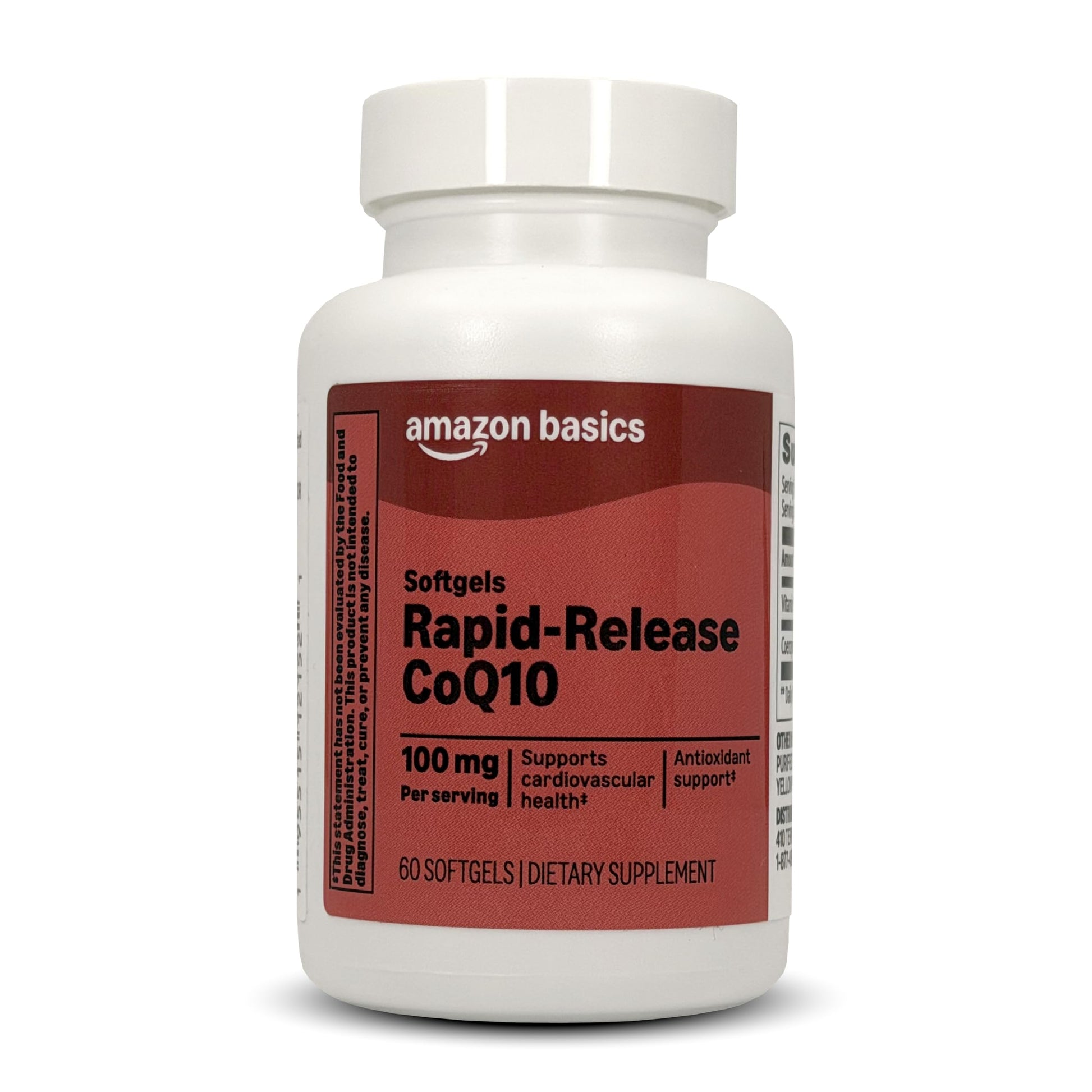 Amazon Basics CoQ10 Rapid-Release Heart Health Softgels, 100 mg, 60 Count